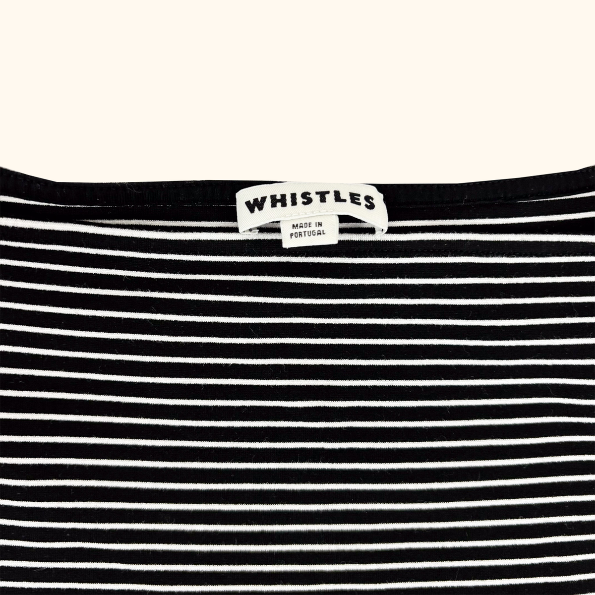 Whistles Black Stripe Bardot Top - Size 8