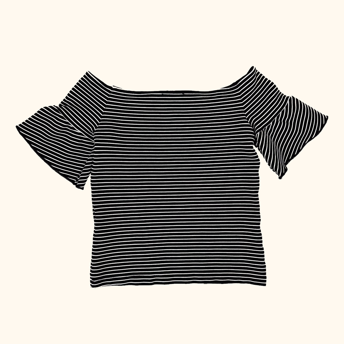 Whistles Black Stripe Bardot Top - Size 8 Whistles
