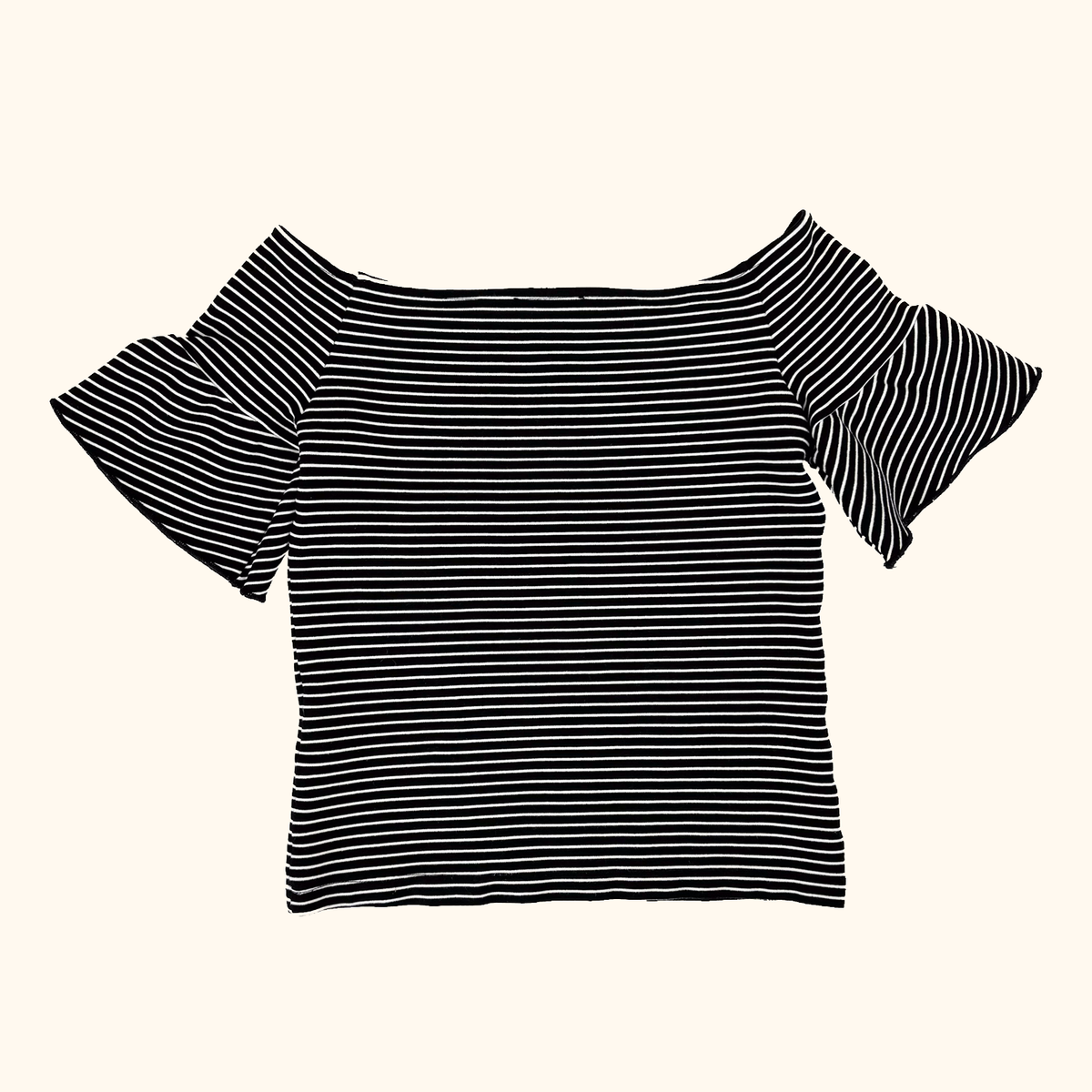 Whistles Black Stripe Bardot Top - Size 8