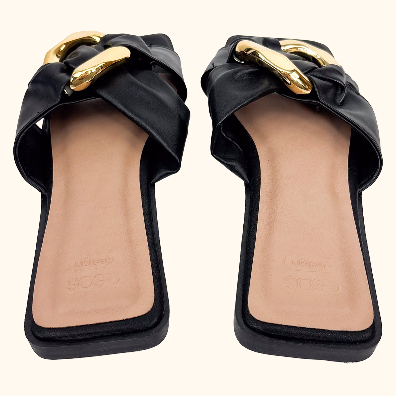 ASOS Square Toe Black Sandals - Size 4 ASOS