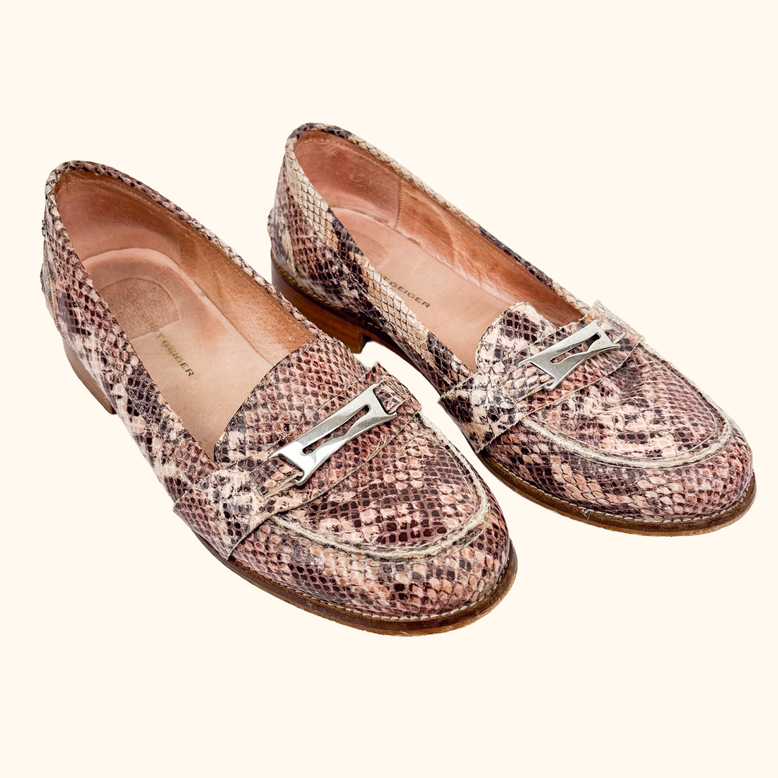Kurt Geiger Pink Snake Loafers - Size 5 Kurt Geiger