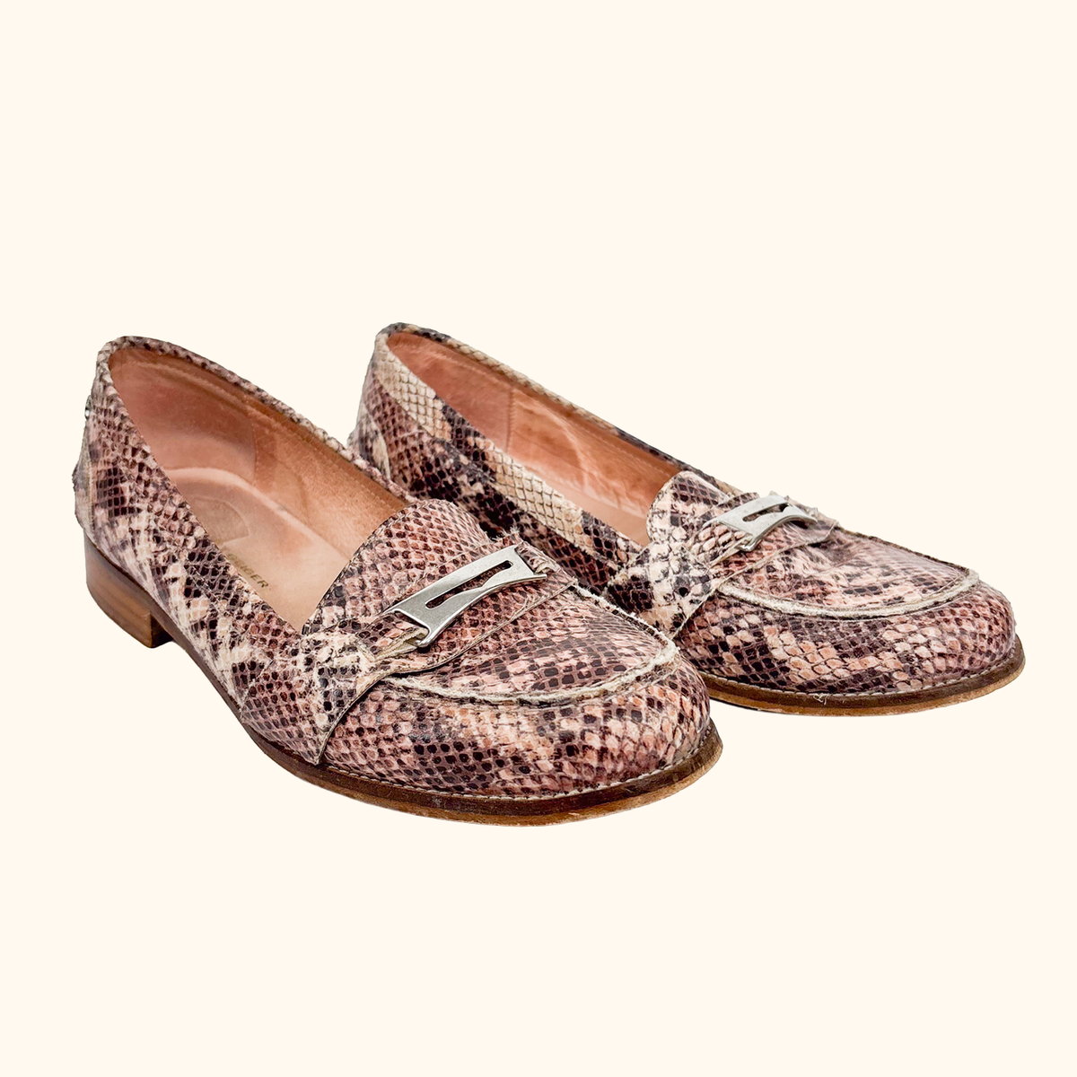 Kurt Geiger Pink Snake Loafers - Size 5
