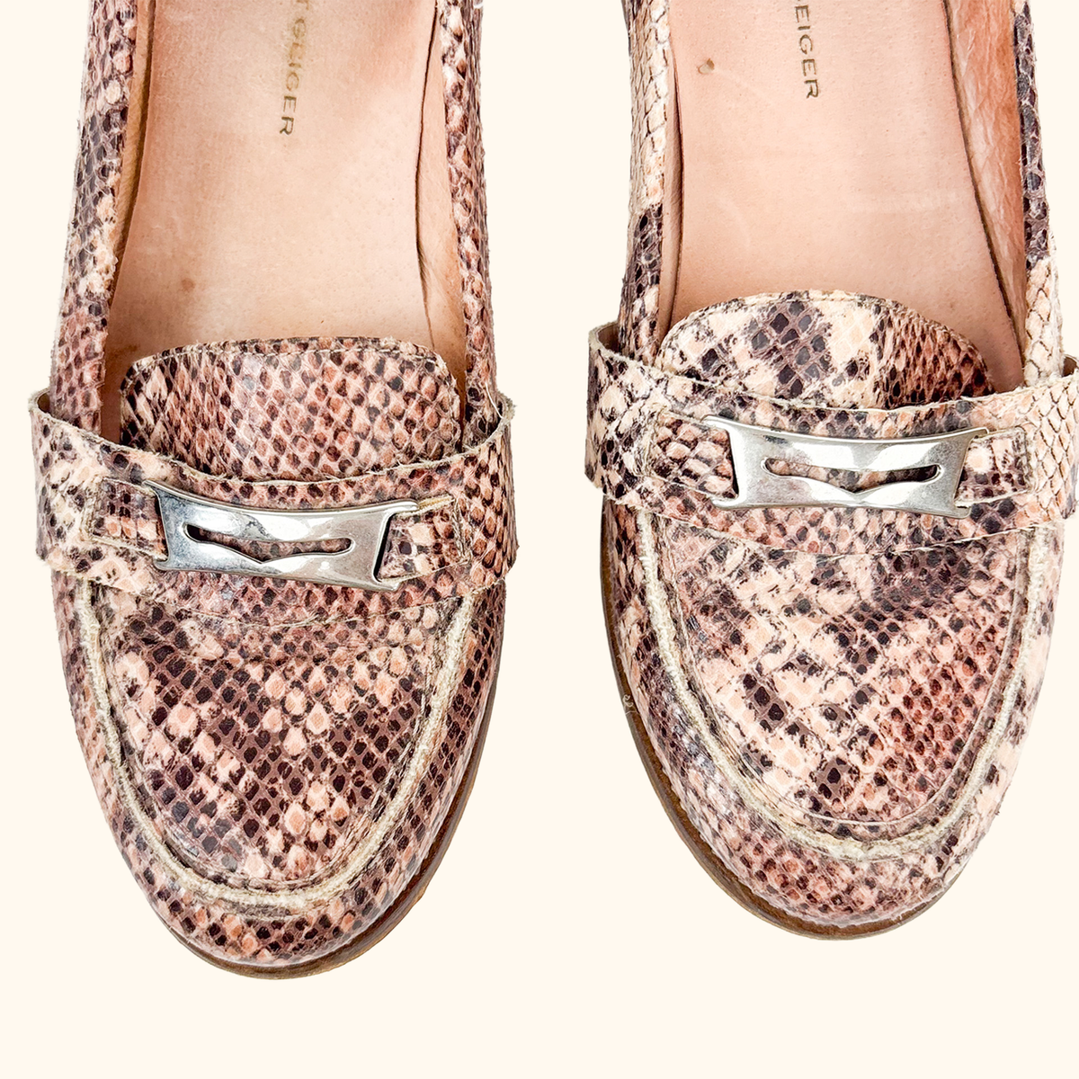 Kurt Geiger Pink Snake Loafers - Size 5