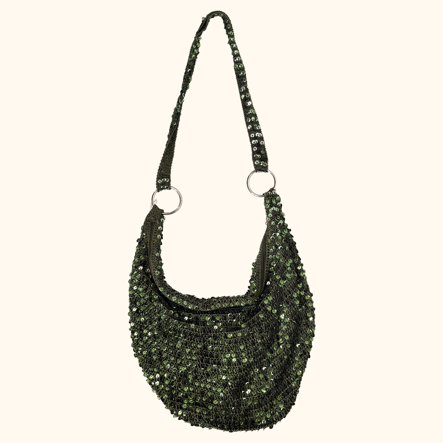 Emerald Green Sequin Hobo Slouch Bag Sunshine Thrift