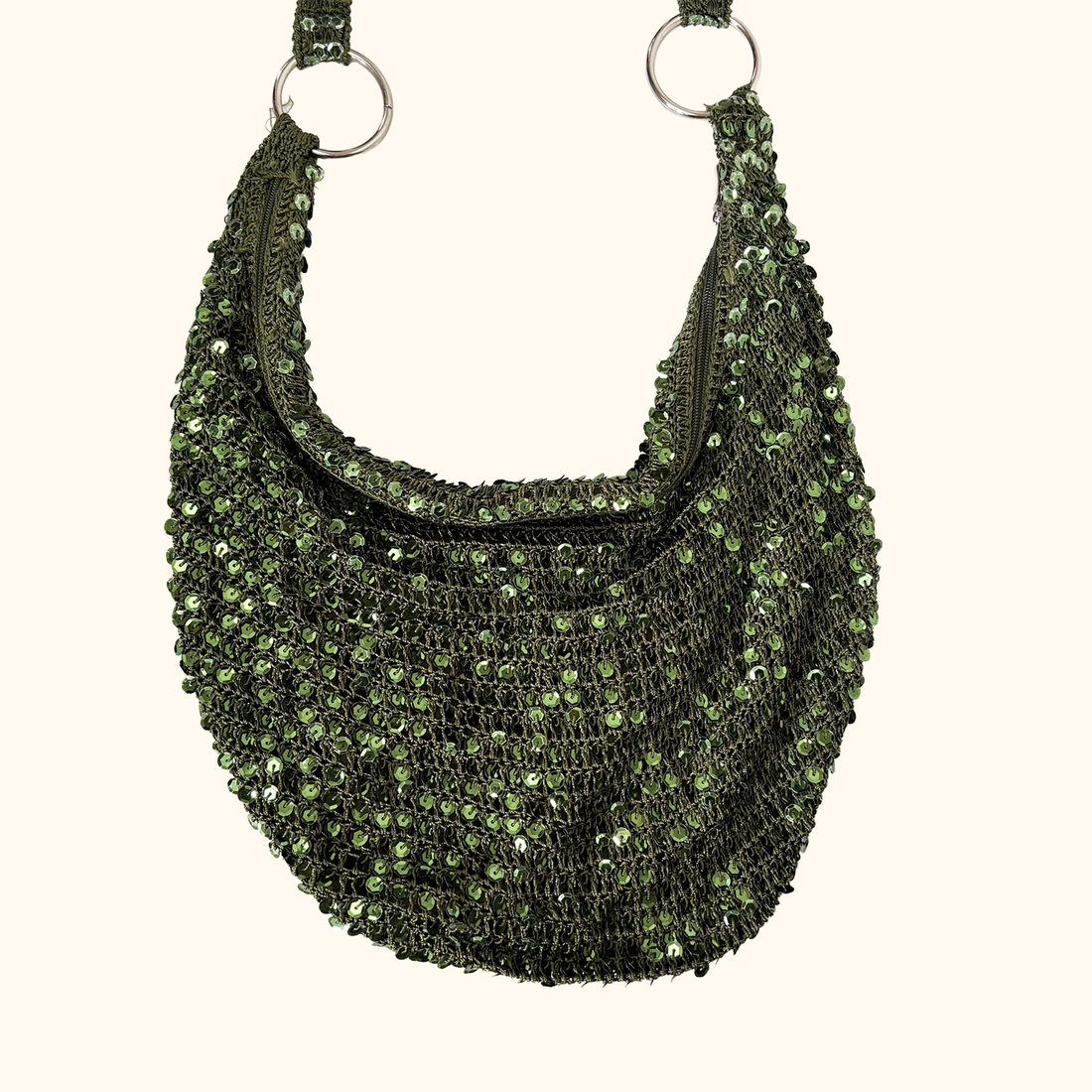 Emerald Green Sequin Hobo Slouch Bag Sunshine Thrift
