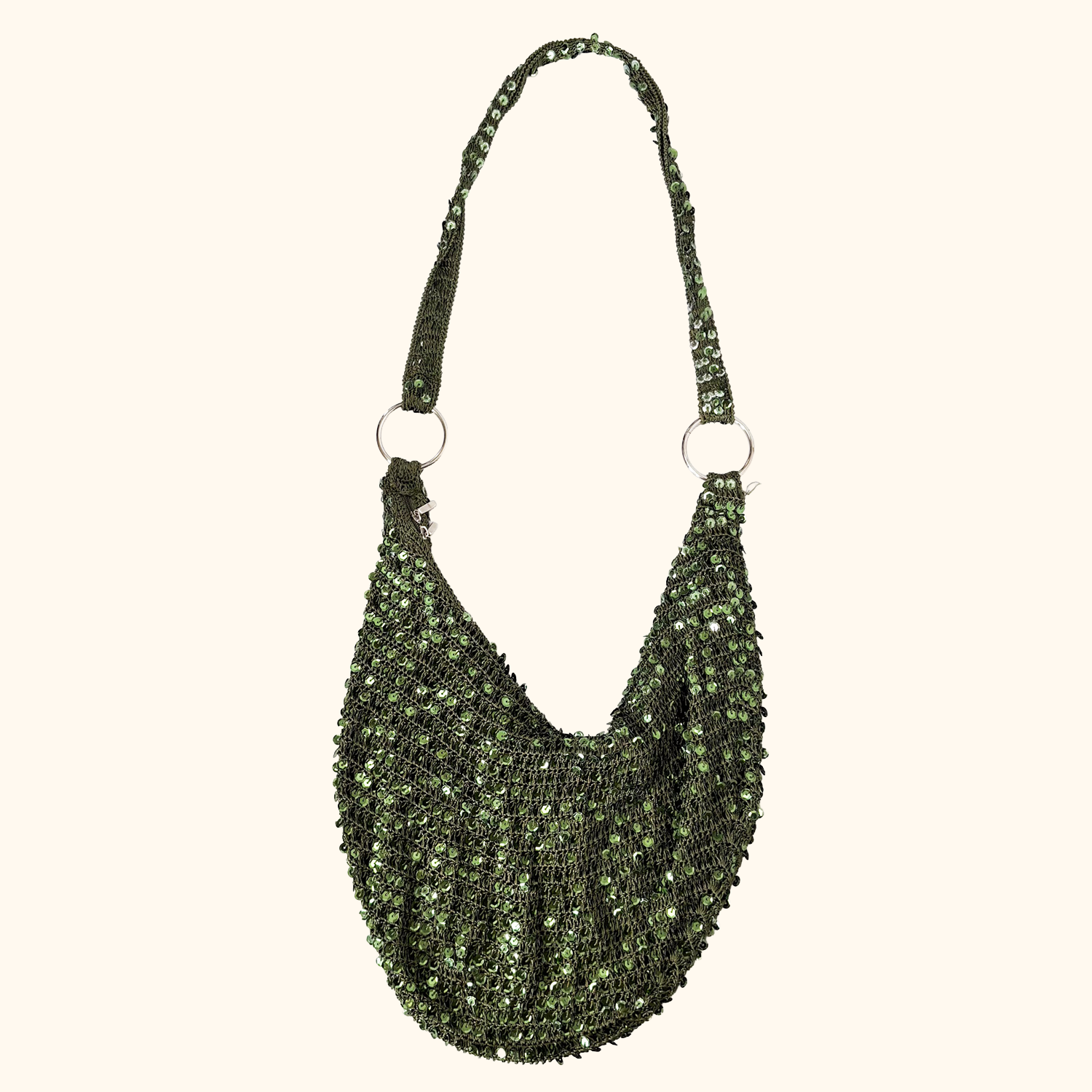 Emerald Green Sequin Hobo Slouch Bag Sunshine Thrift