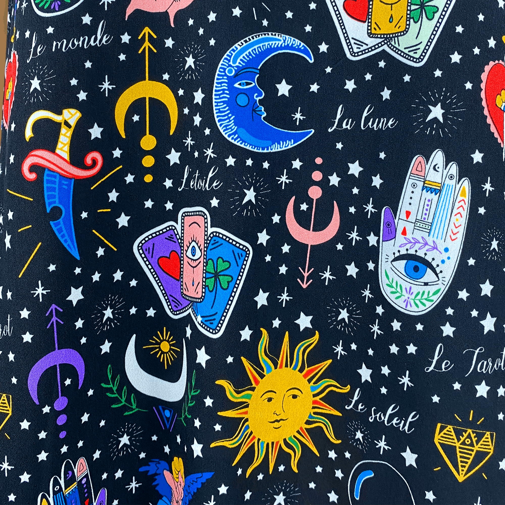 Colourful Short Sleeve Printed Cosmic Dress - Size XL - - Dresses