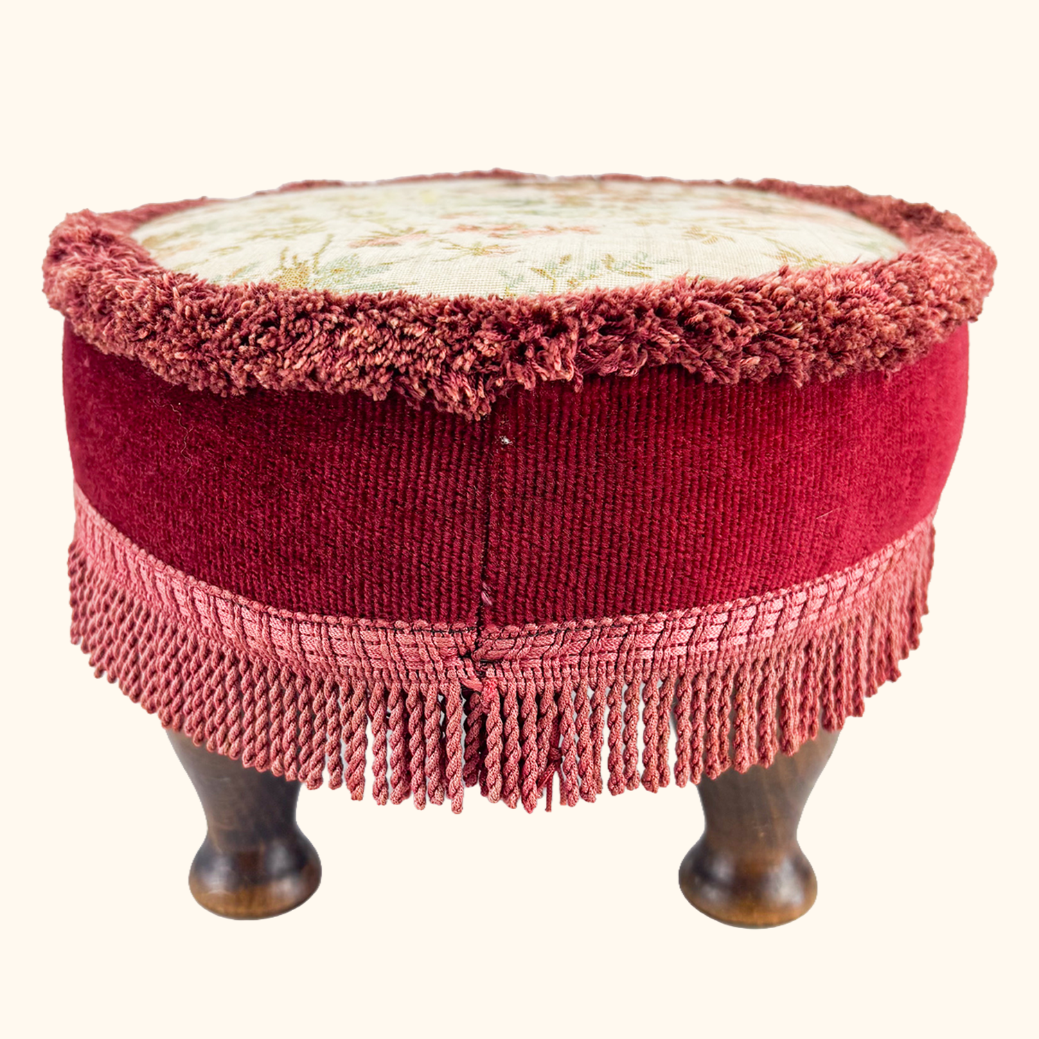 Vintage Sherborne Upholstered Tapestry Footstool Sherborne
