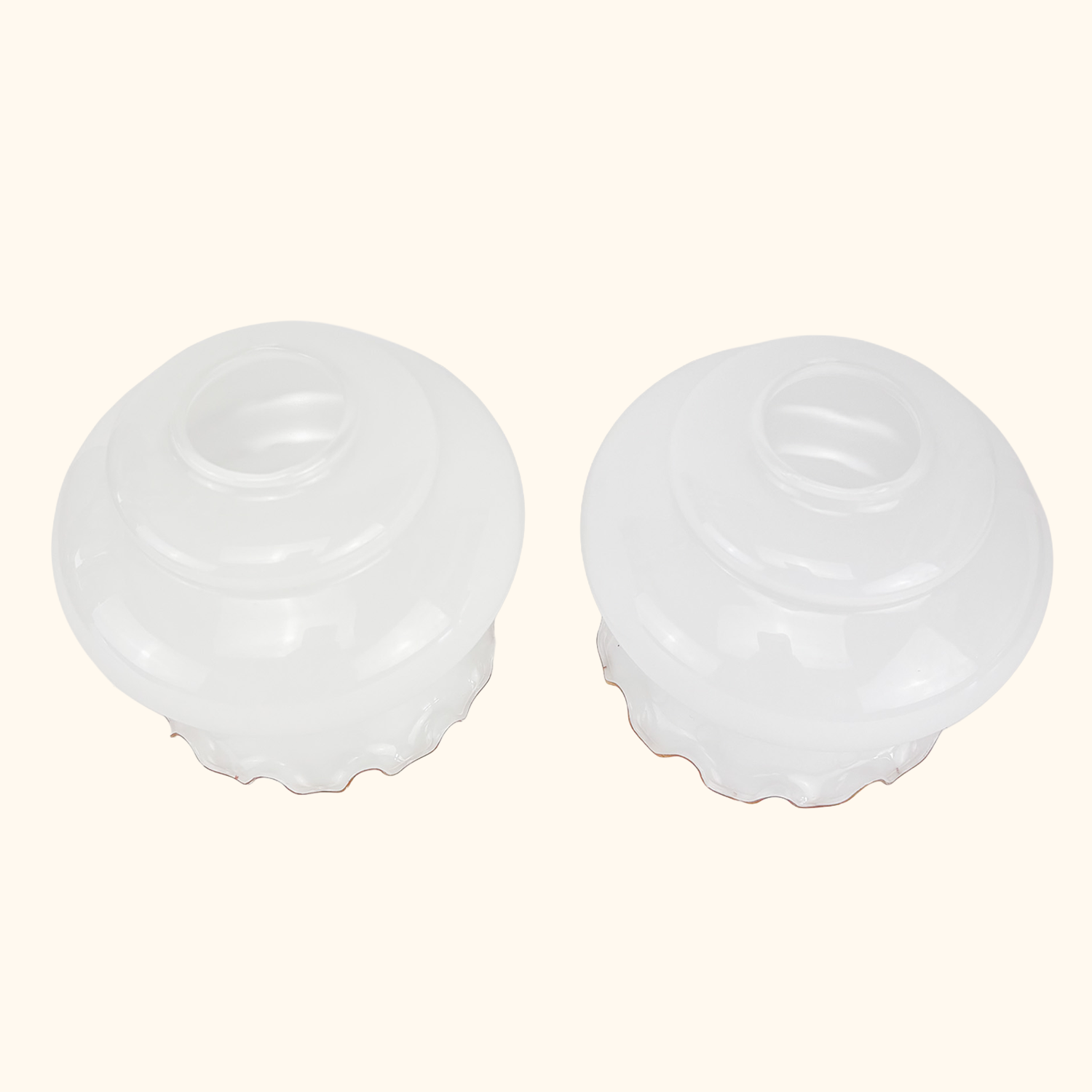 Vintage White Opaline Glass Pendant Light Shades Pair Sunshine Thrift