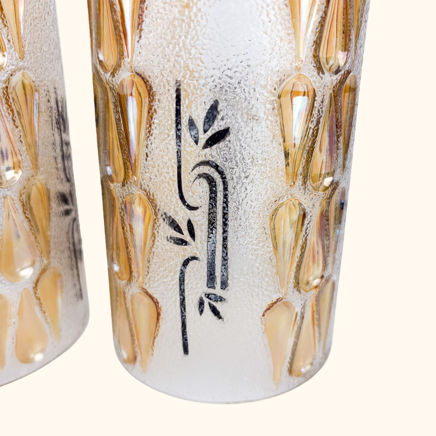 Vintage 1960s Frosted Glass Cylinder Ceiling Shades - Set of 3 Sunshine Thrift