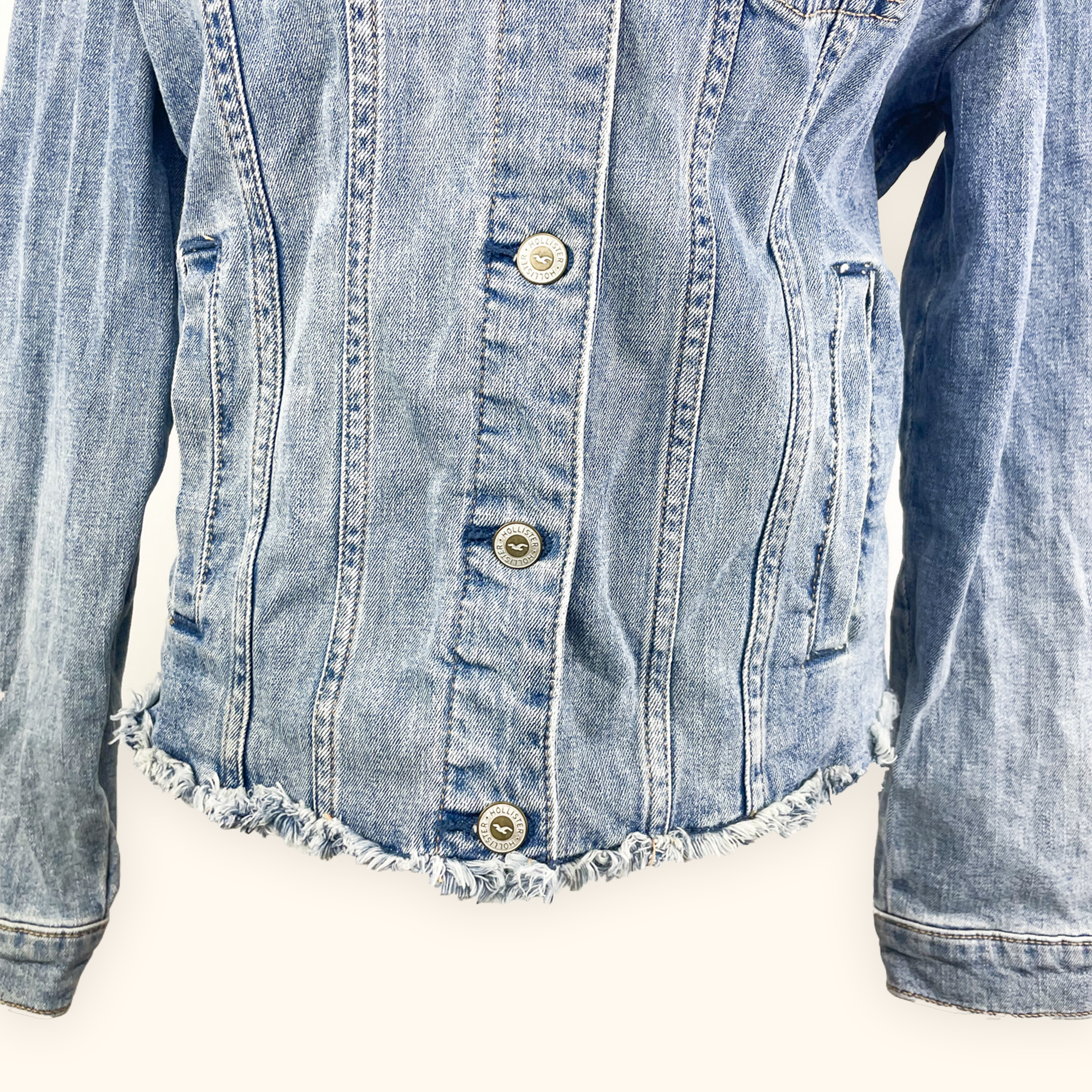 Hollister Floral Blue Denim Jacket - Size Medium Hollister