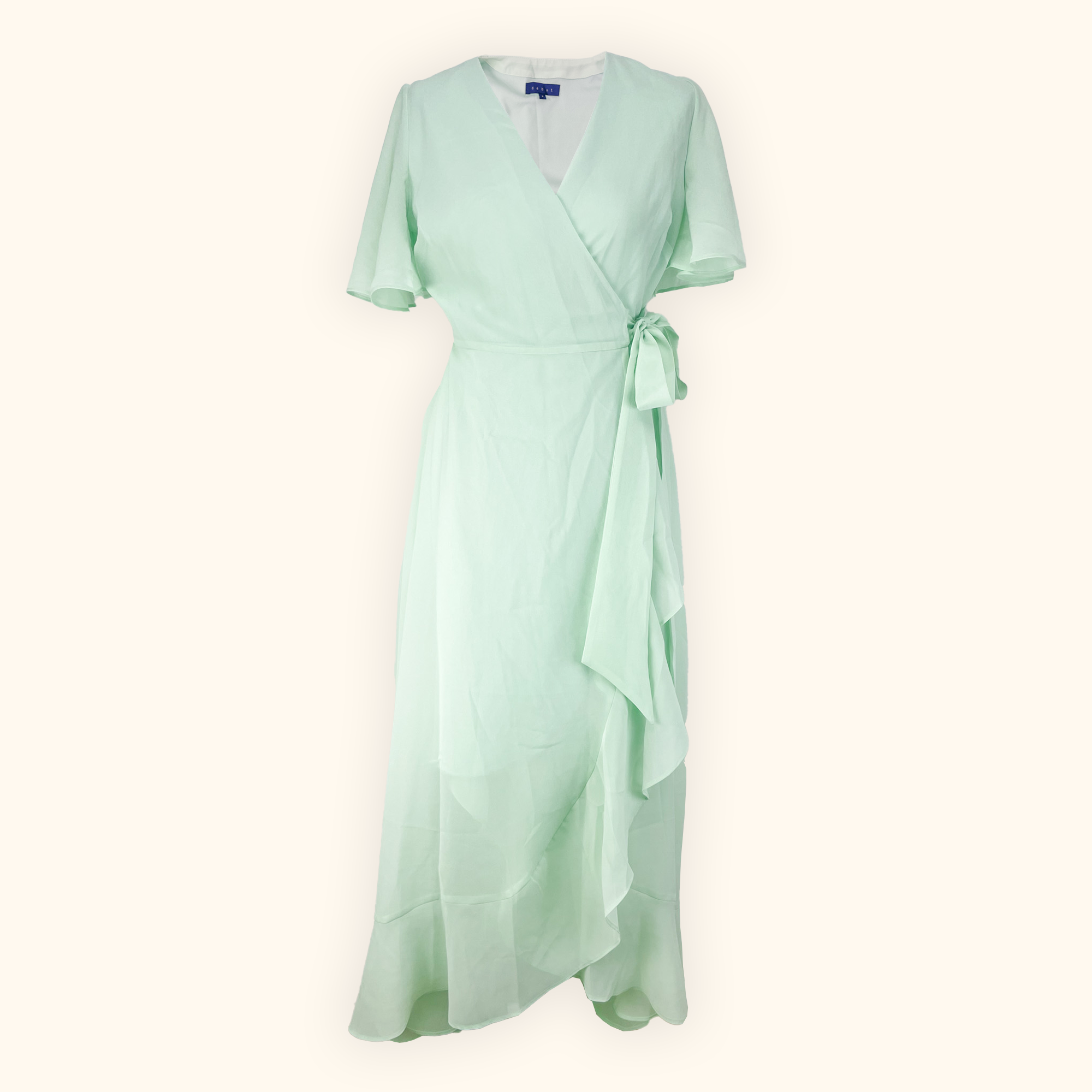 Debut Mint Green Ruffle Chiffon Maxi Dress