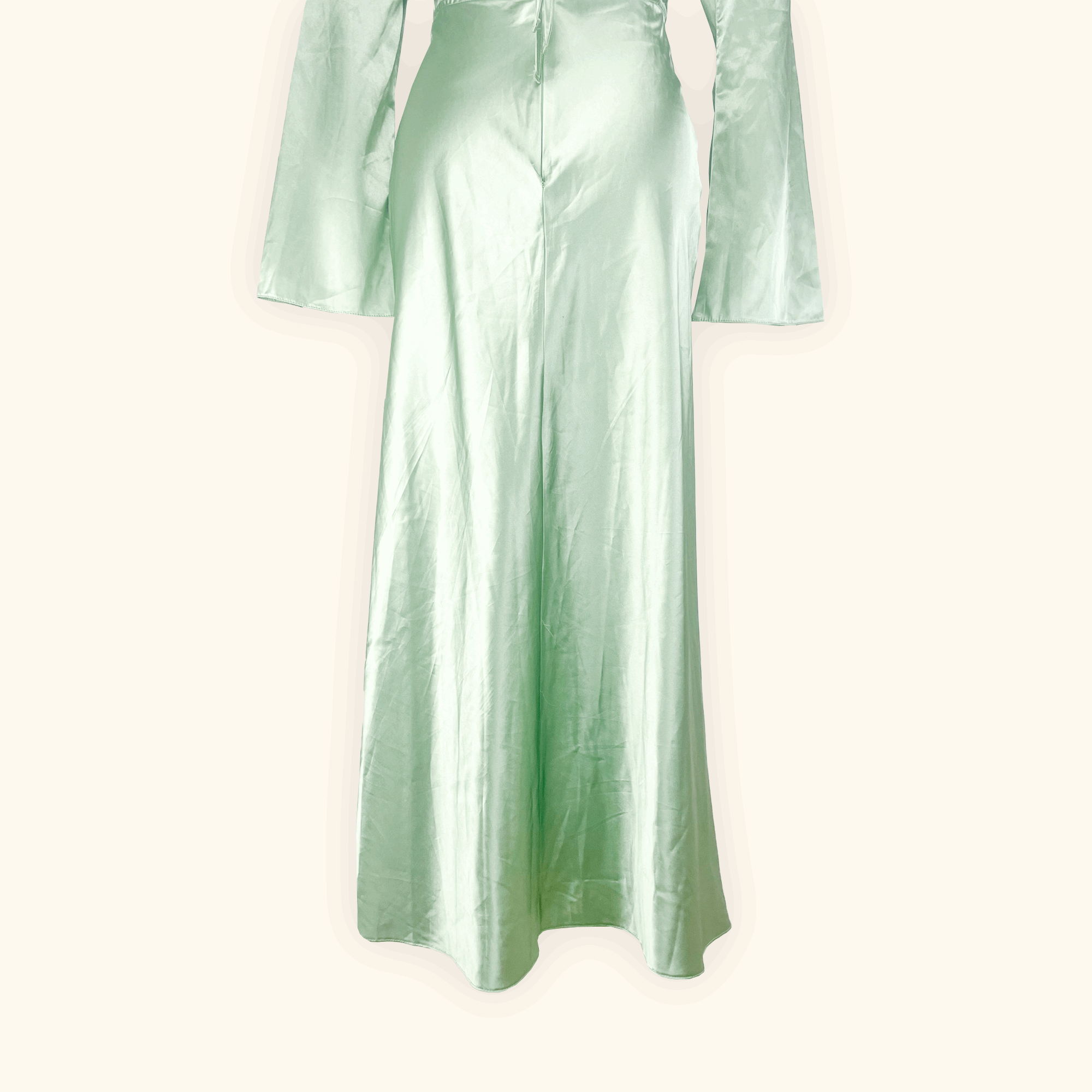Topshop Mint Green Satin Long Sleeve Cut Out Midi Dress - Size 8 Topshop