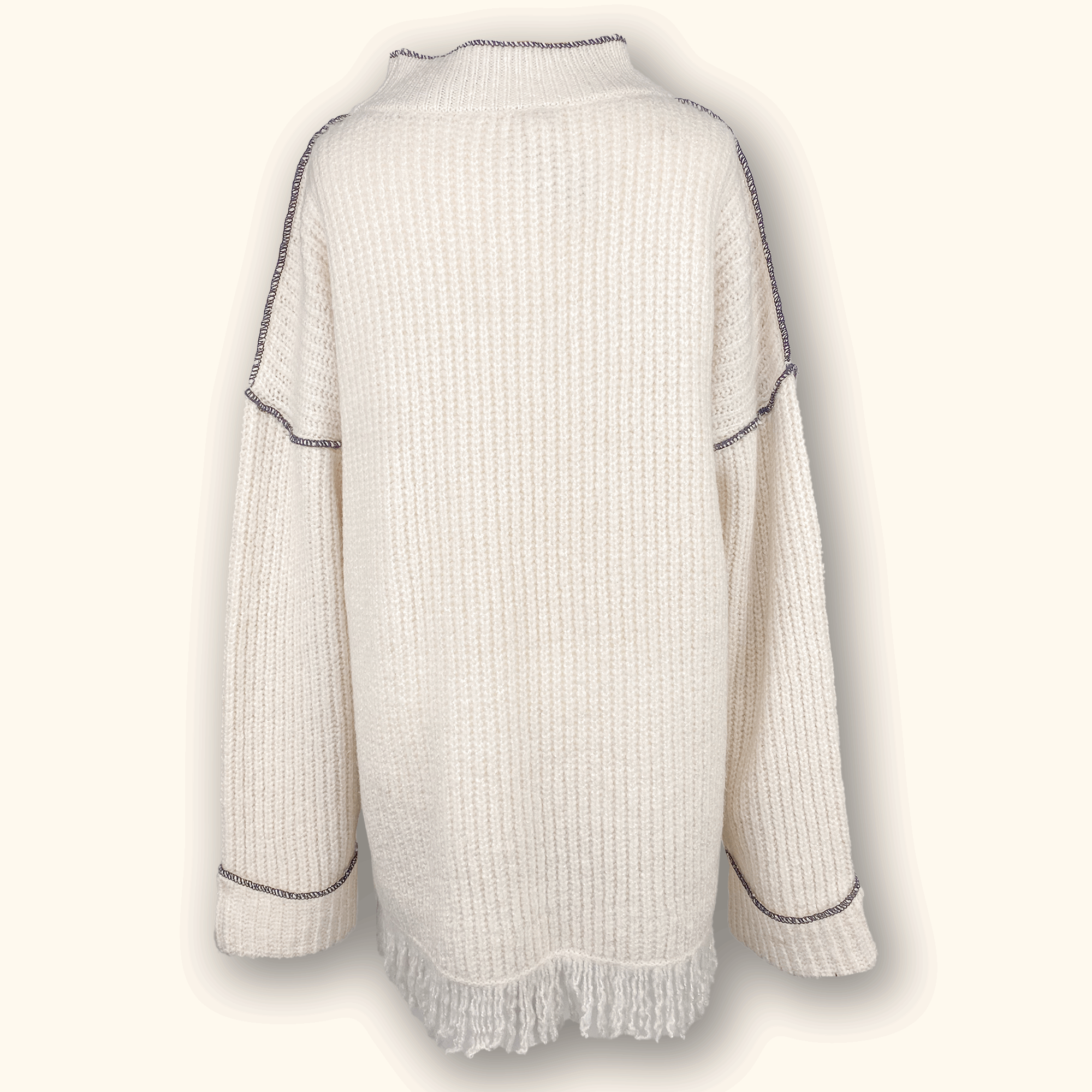 Cream Knitted Jumper Dress - Size 12 - - Dresses