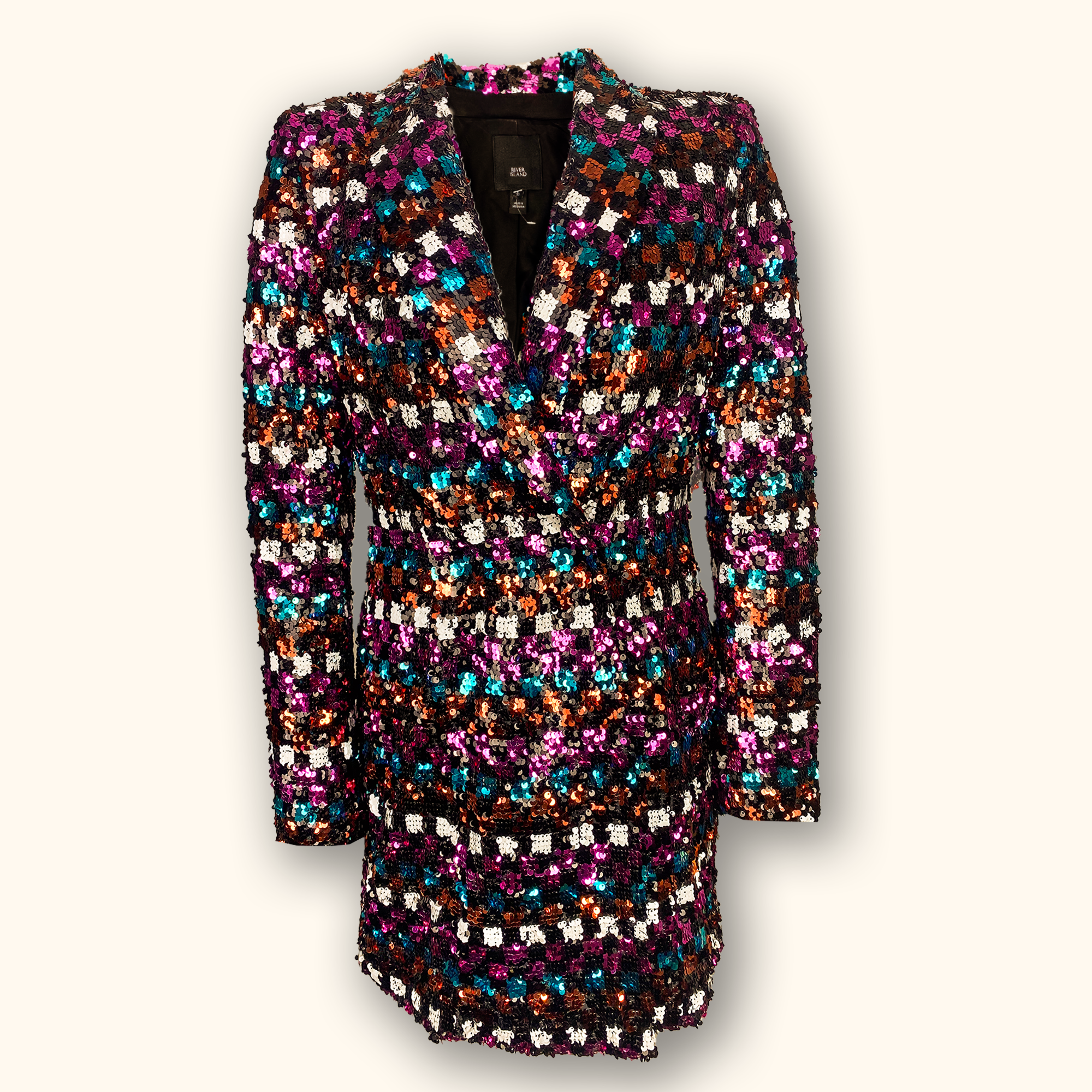 River Island Colourful Sequin Blazer Dress - Size 10 - - Dresses