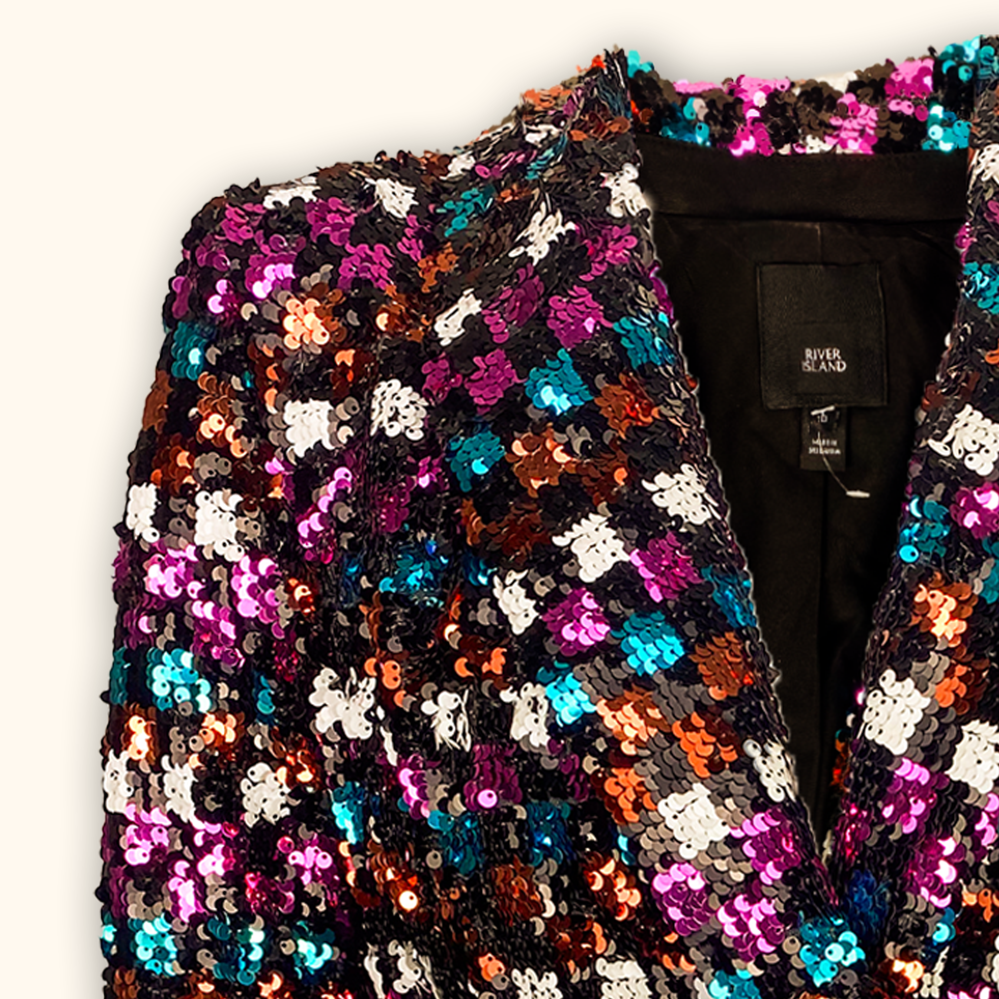 River Island Colourful Sequin Blazer Dress - Size 10 - - Dresses