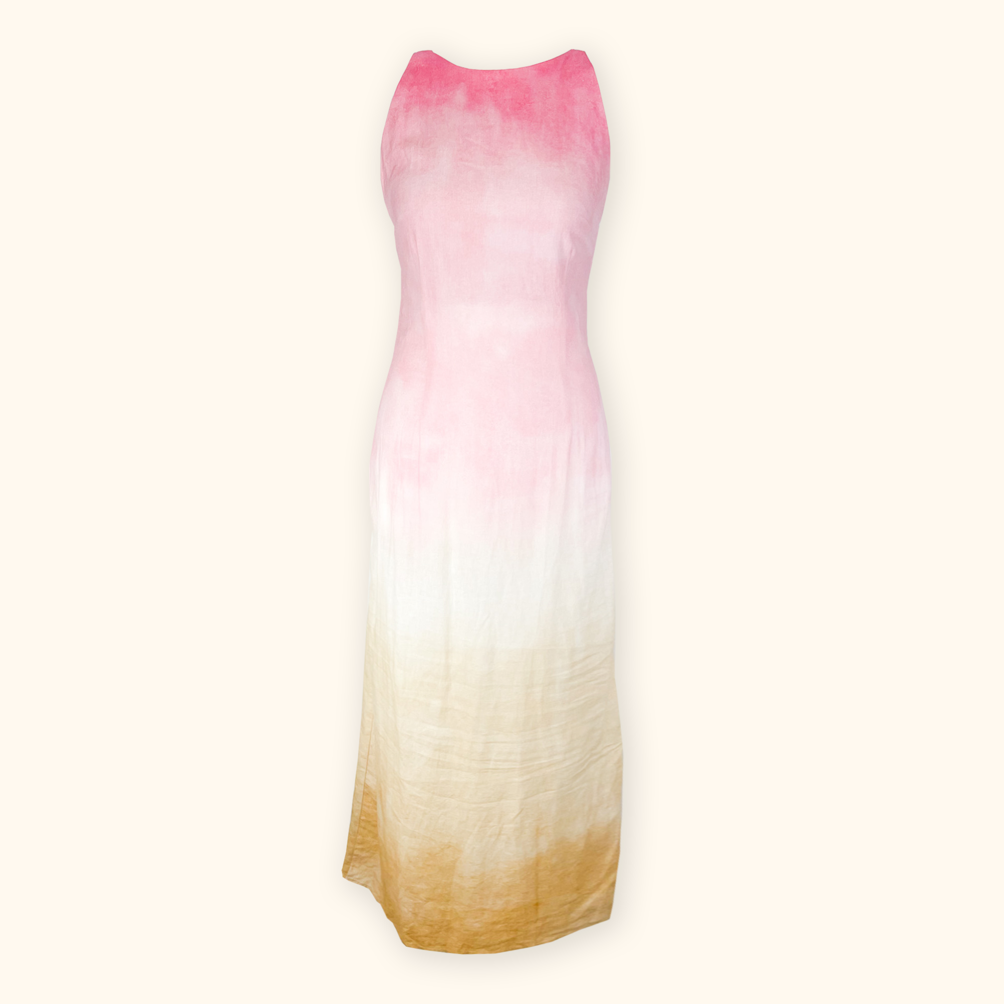 Zara Pink Tie Dye Linen Sleeveless Midi Dress Size Small