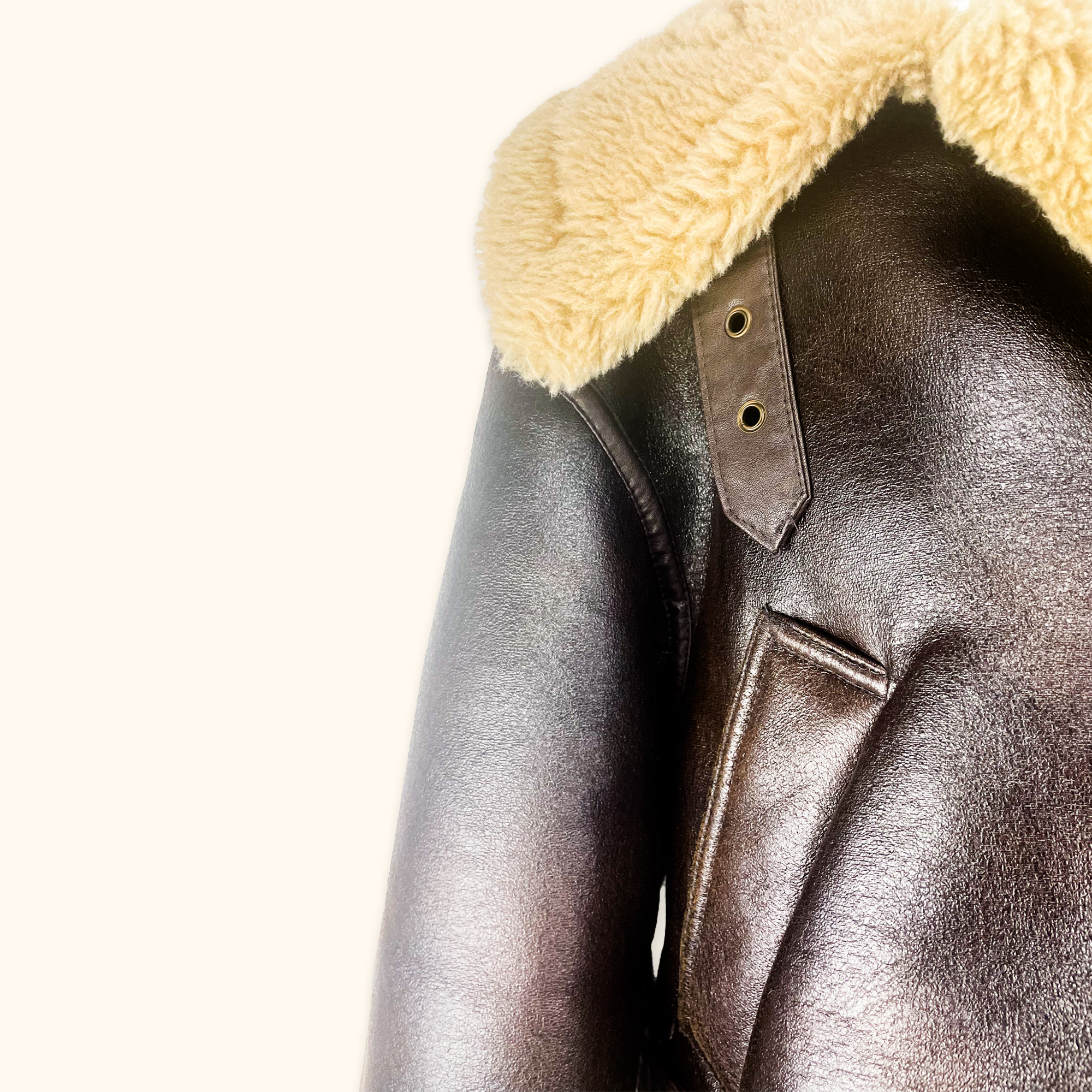 Zara Brown Borg Aviator Biker Jacket - Size Small Zara