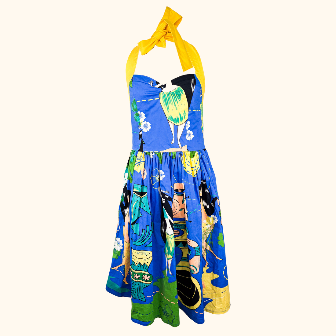 Banned Retro Tiki Halterneck Dress - Size Medium Banned