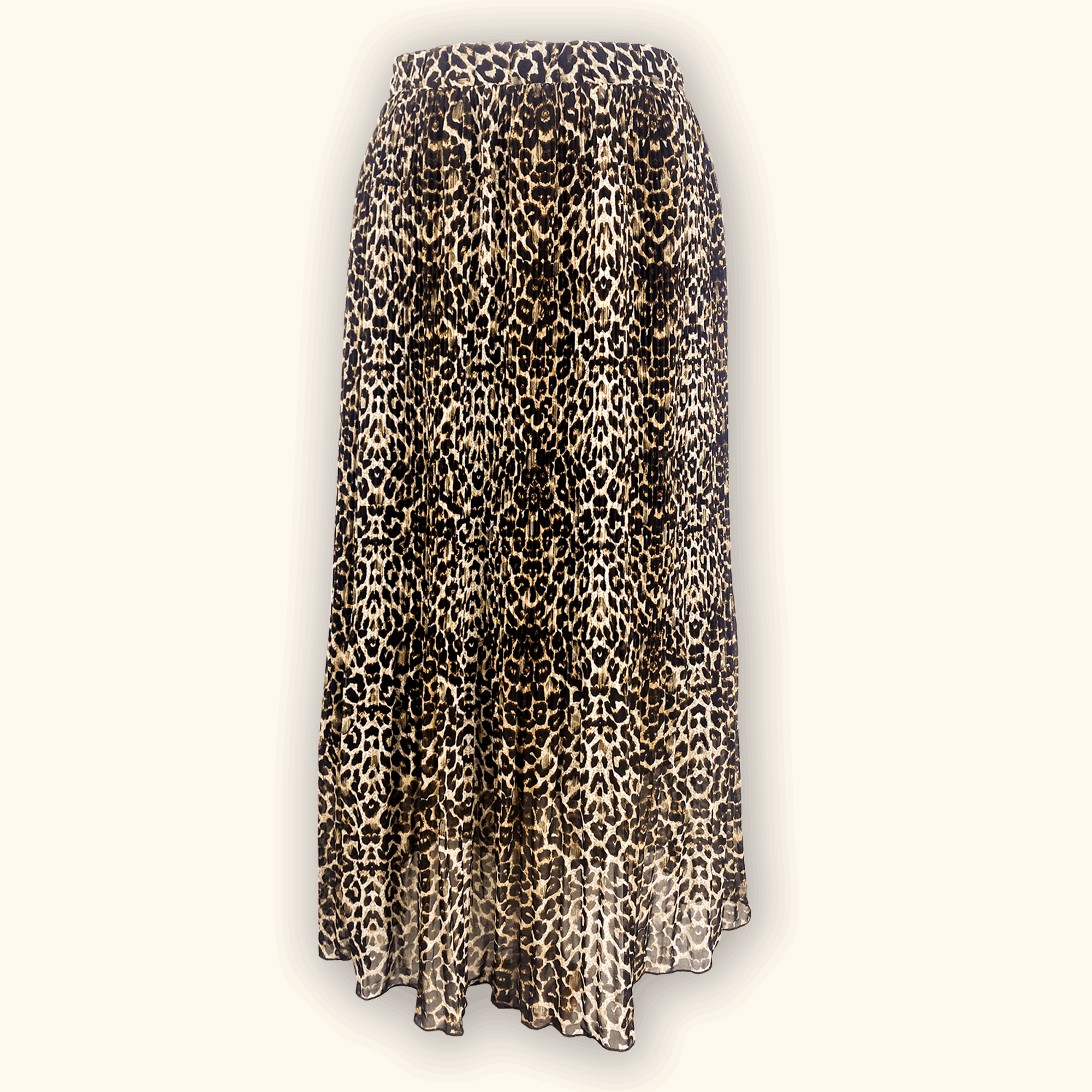 Feather and Bone Leopard Print Pleated Midi Skirt - Size Medium - - Skirts
