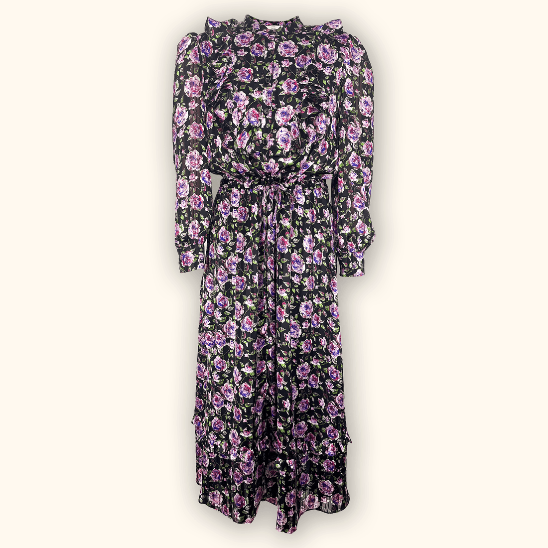 & Other Stories Black Floral Midi Dress - Size Small & Other Stories