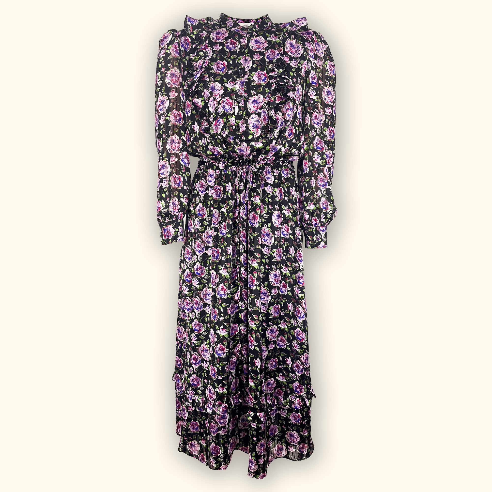 & Other Stories Black Floral Midi Dress - Size Small & Other Stories