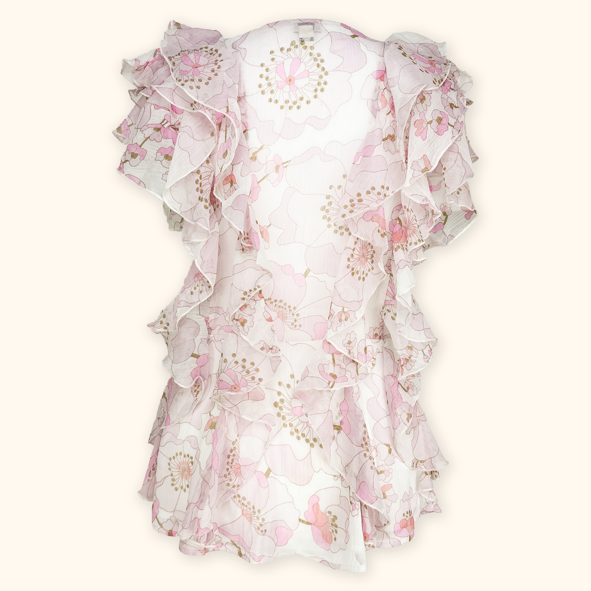 River Island Pink Ruffle Blouse - Size 12 River Island