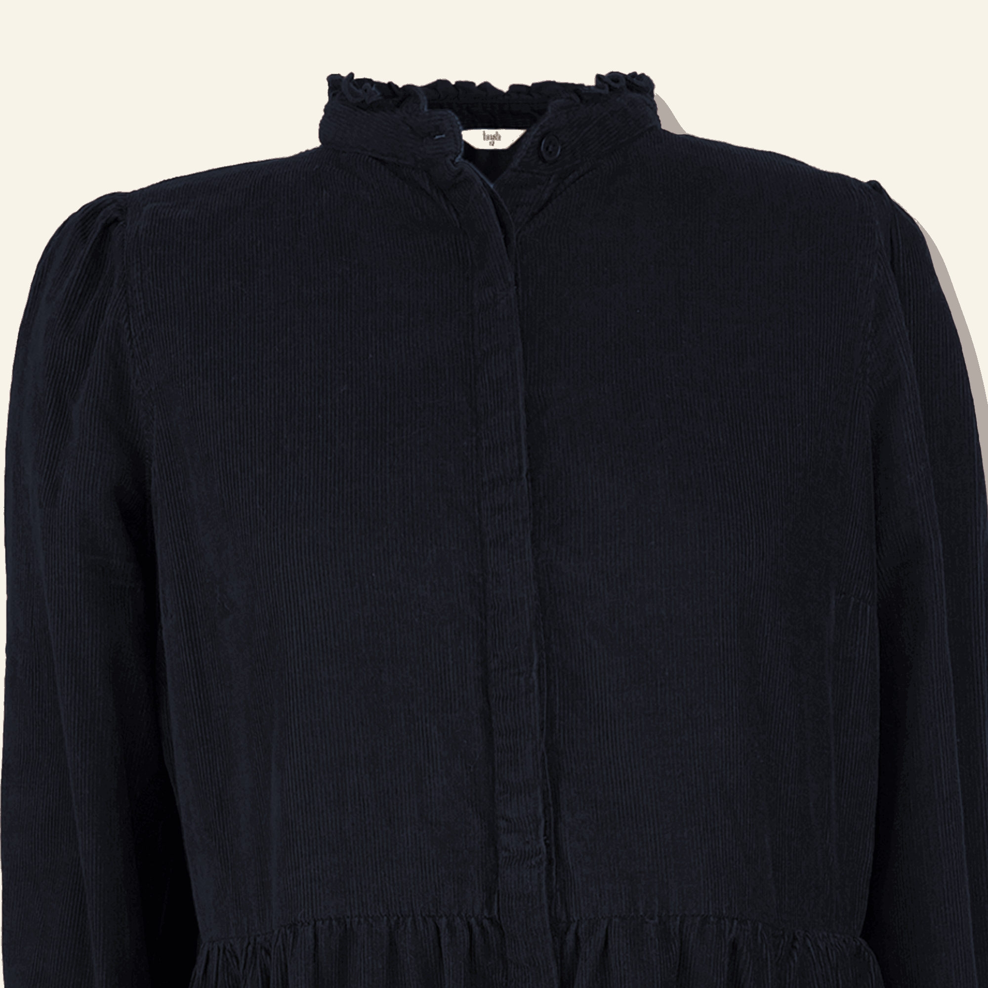 Hush Long Sleeve Corduroy Black Dress - Size 12 - - Dresses