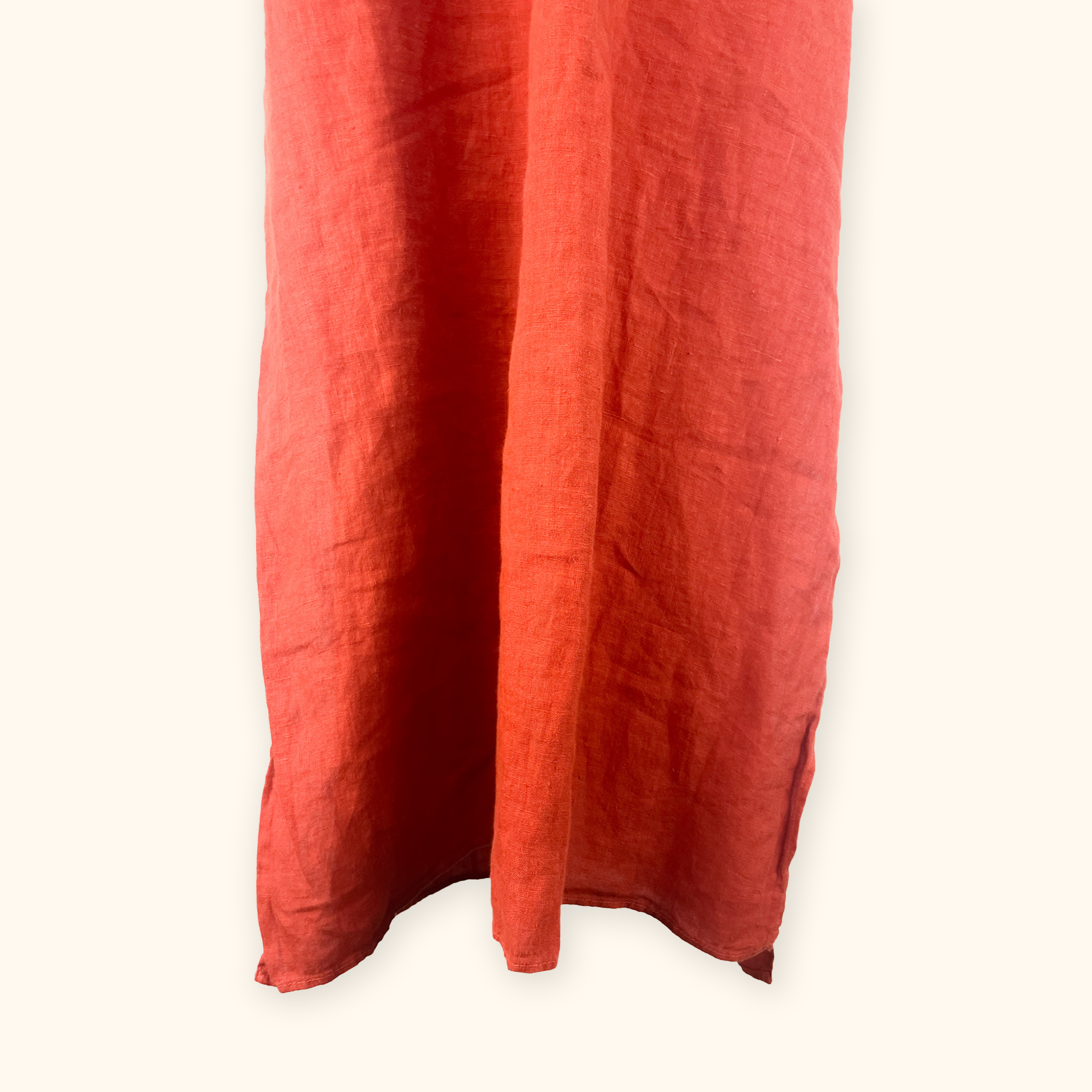 Zara Terracotta 100% Linen Midi Dress - Size Large Zara