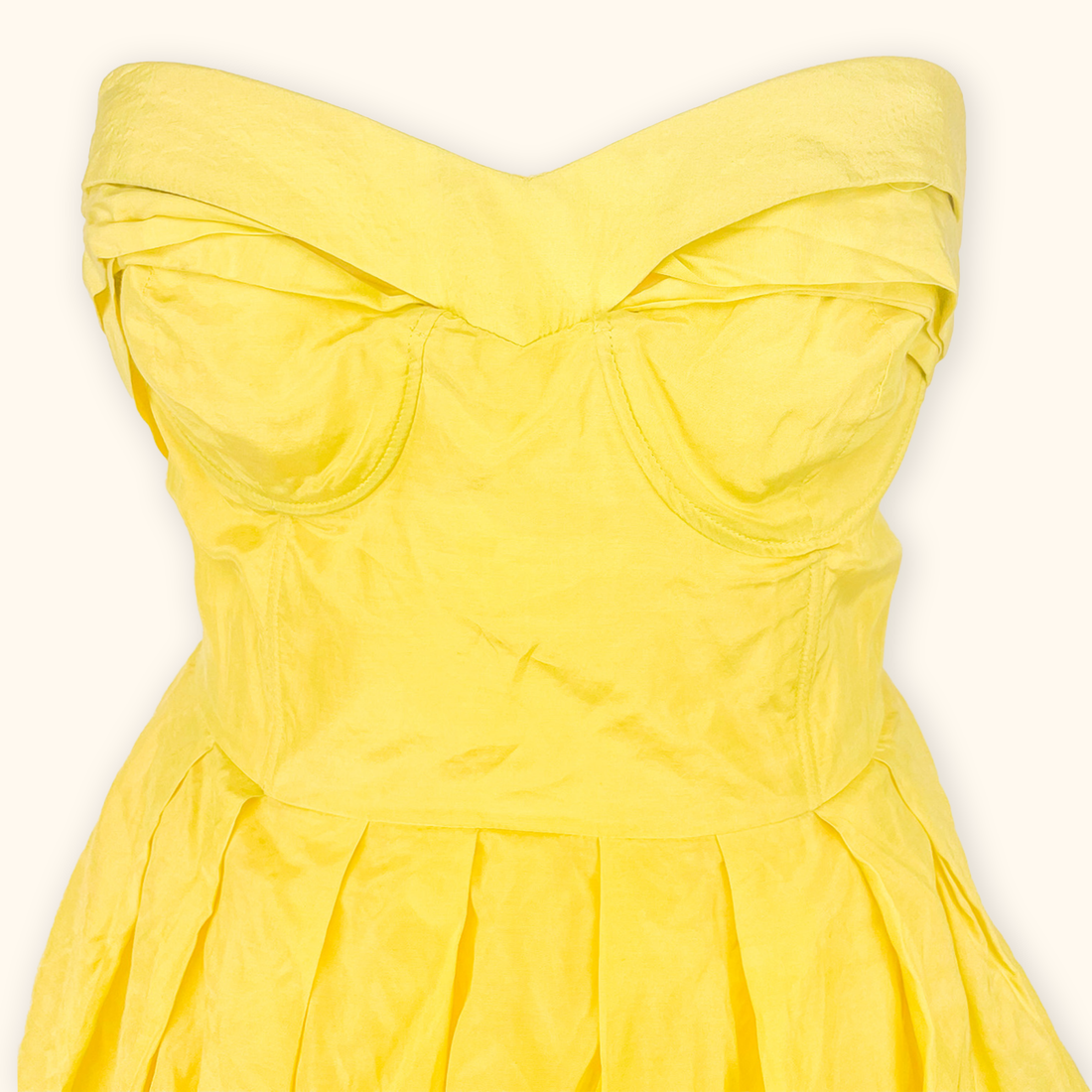 ASOS Yellow Puff Ball Strapless Mini Dress - Size 14 ASOS