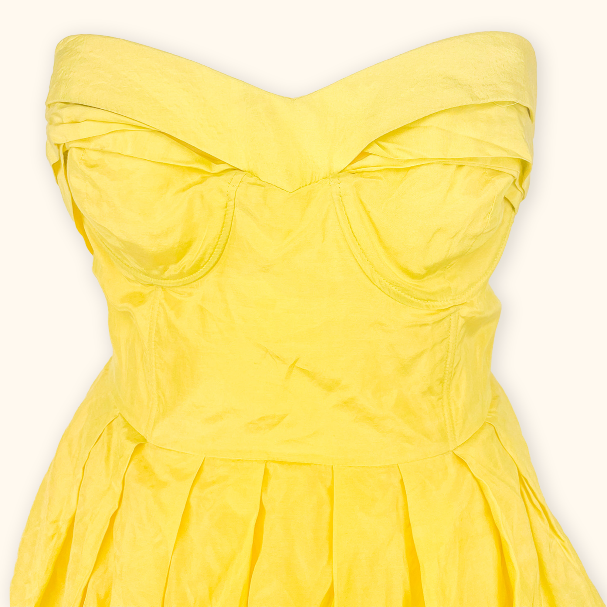 ASOS Yellow Puff Ball Strapless Mini Dress - Size 14 ASOS