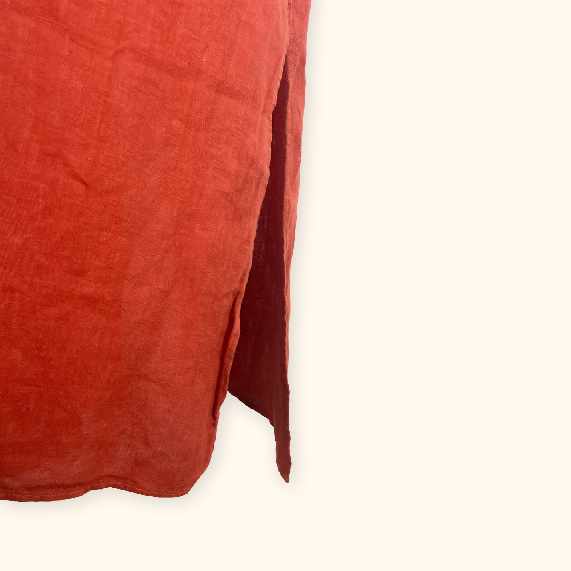 Zara Terracotta 100% Linen Midi Dress - Size Large Zara