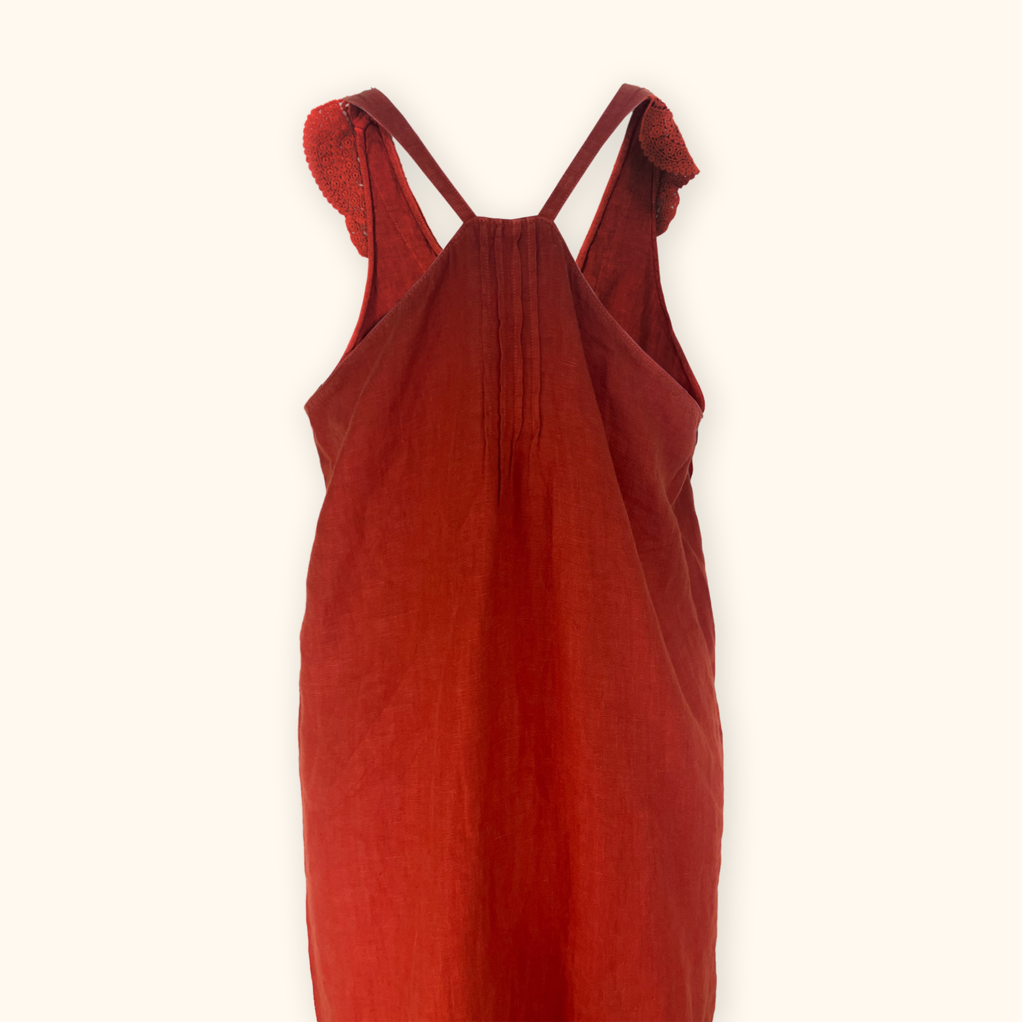 Zara Terracotta 100% Linen Midi Dress - Size Large Zara
