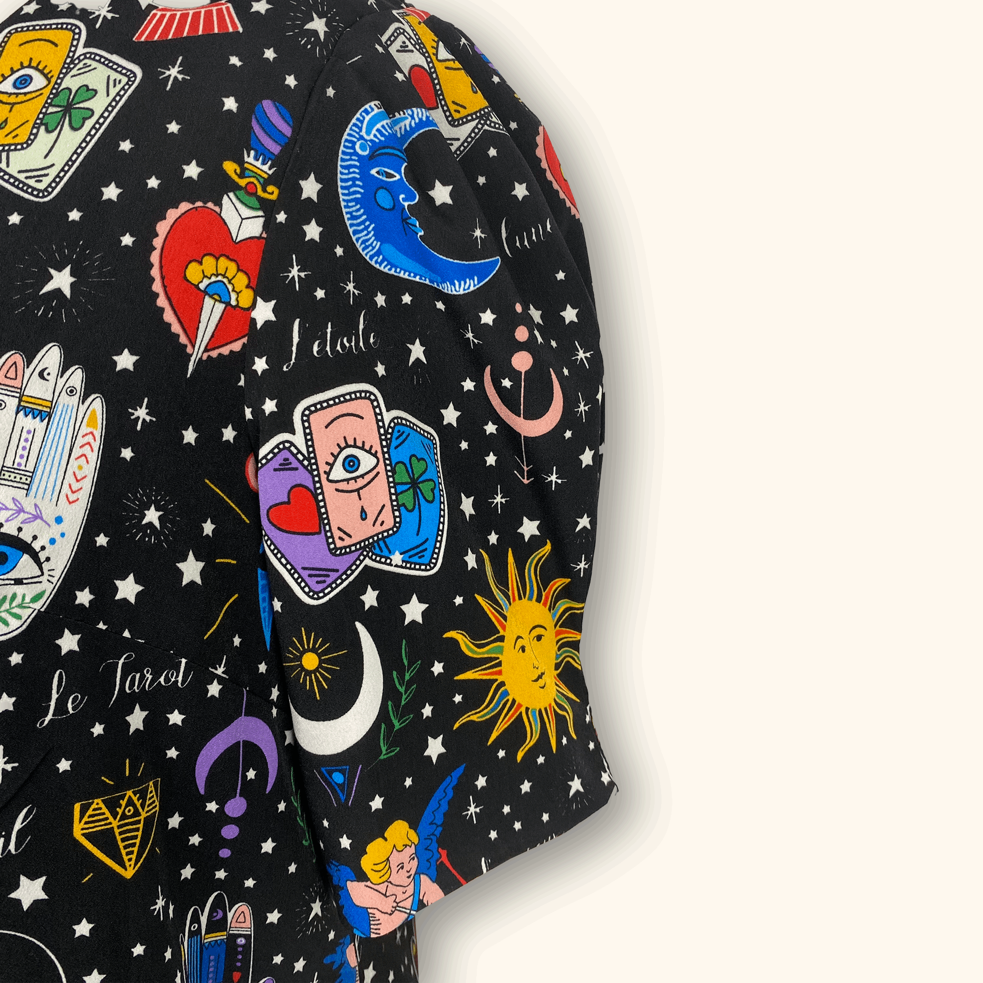 Colourful Short Sleeve Printed Cosmic Dress - Size XL - - Dresses