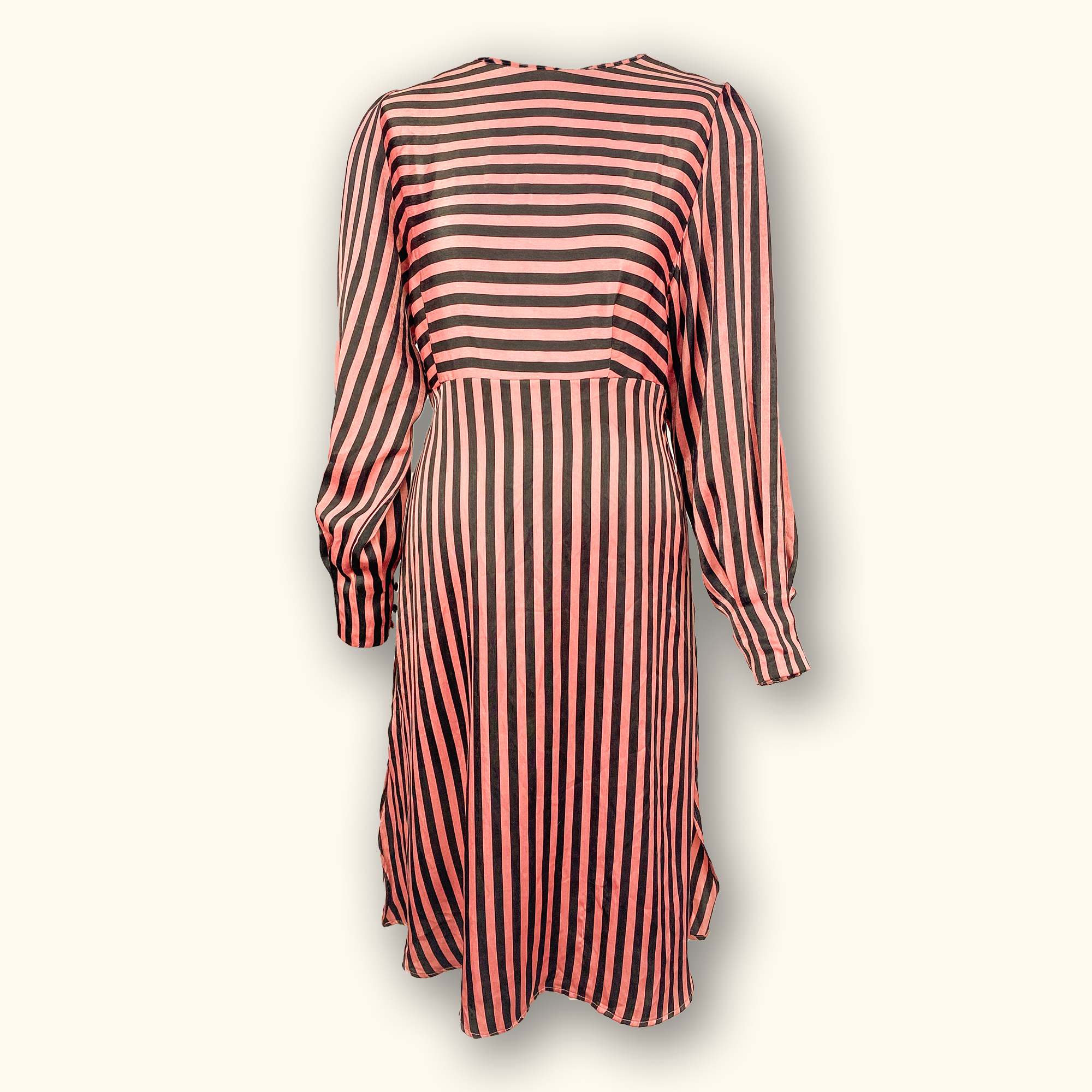 strapless open back dress Mango Pink Stripe Satin Long Sleeve Midi Dress