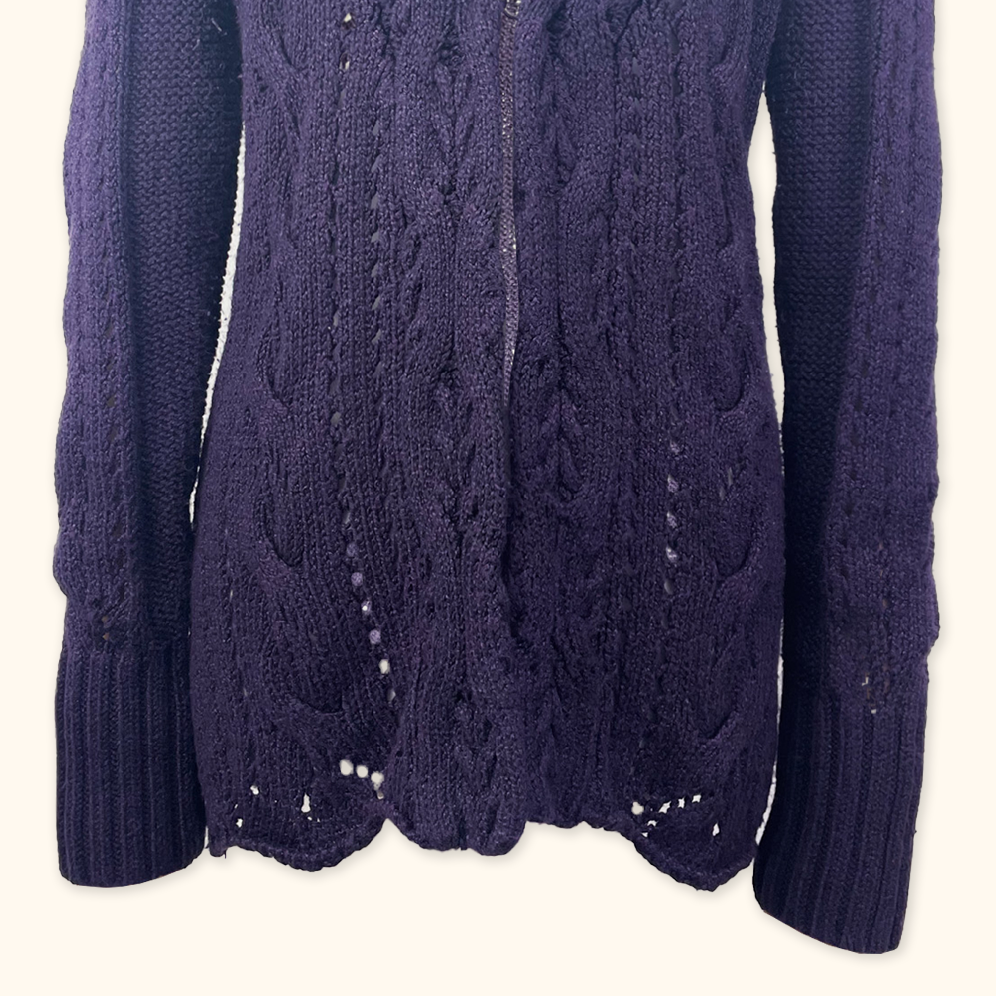 DKNY Purple Cable Knit Cardigan - Size XL DKNY Jeans