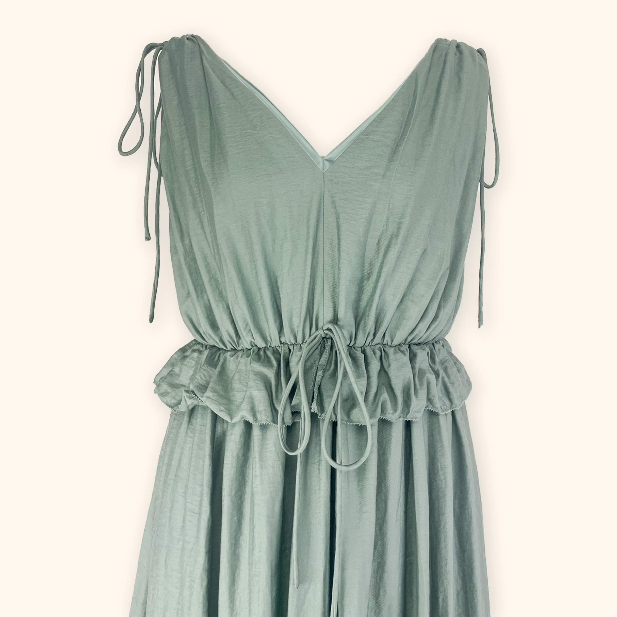 H&M Grey Green Sleeveless V-Neck Midi Dress - Size Small H&M