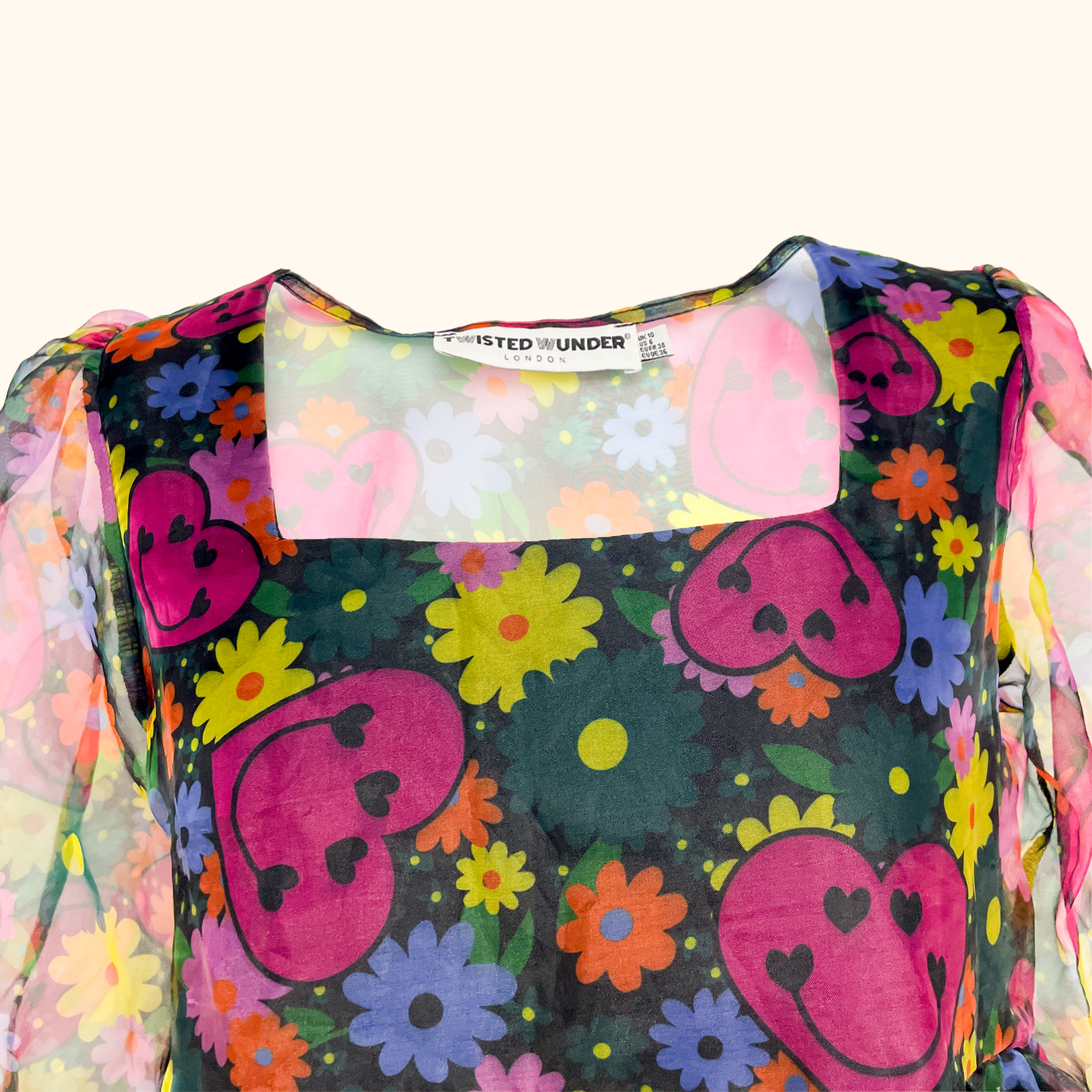 Twisted Wunder Smiley Face Organza Dress - Size 10 - - Dresses