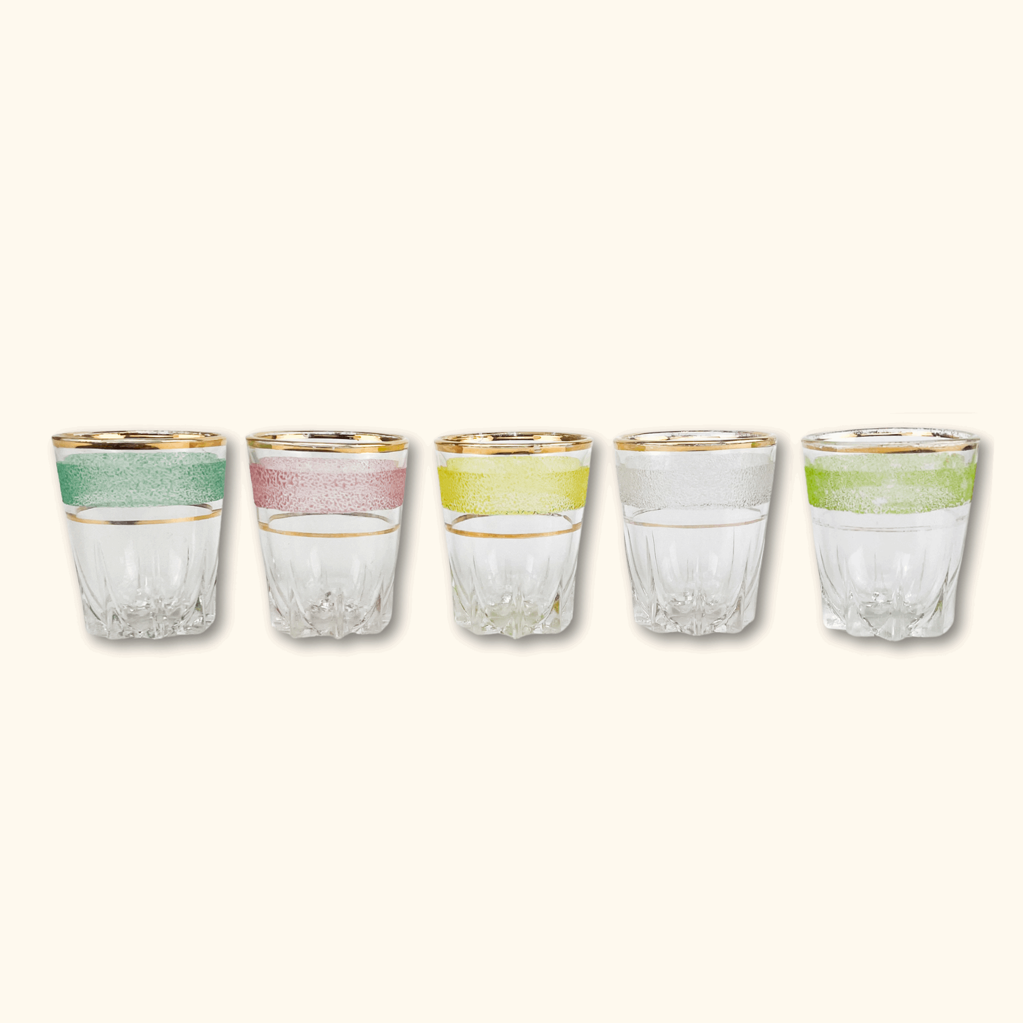 Frosted Colourful Shot Glasses - Set of 5 - - Glassware