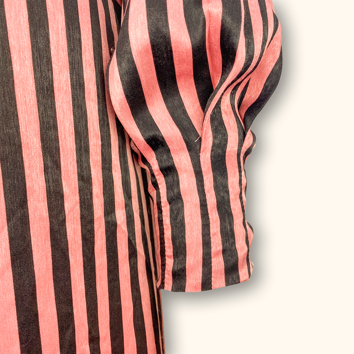 Mango Pink Stripe Satin Long Sleeve Midi Dress - Size 10