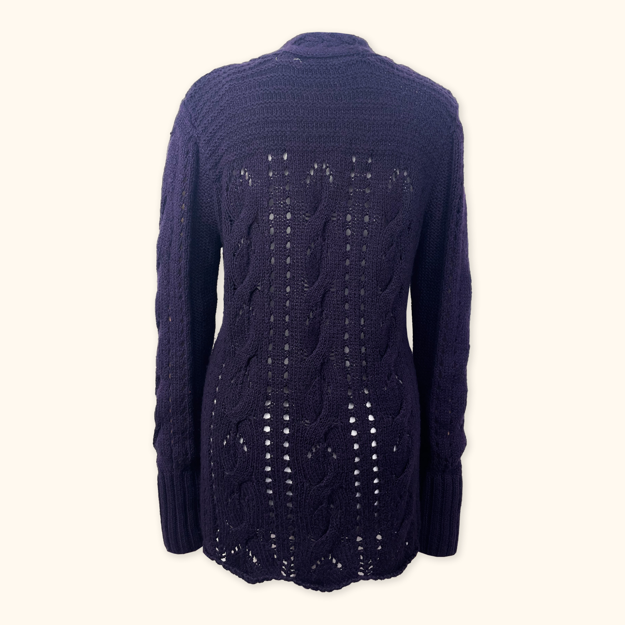 DKNY Purple Cable Knit Cardigan - Size XL DKNY Jeans