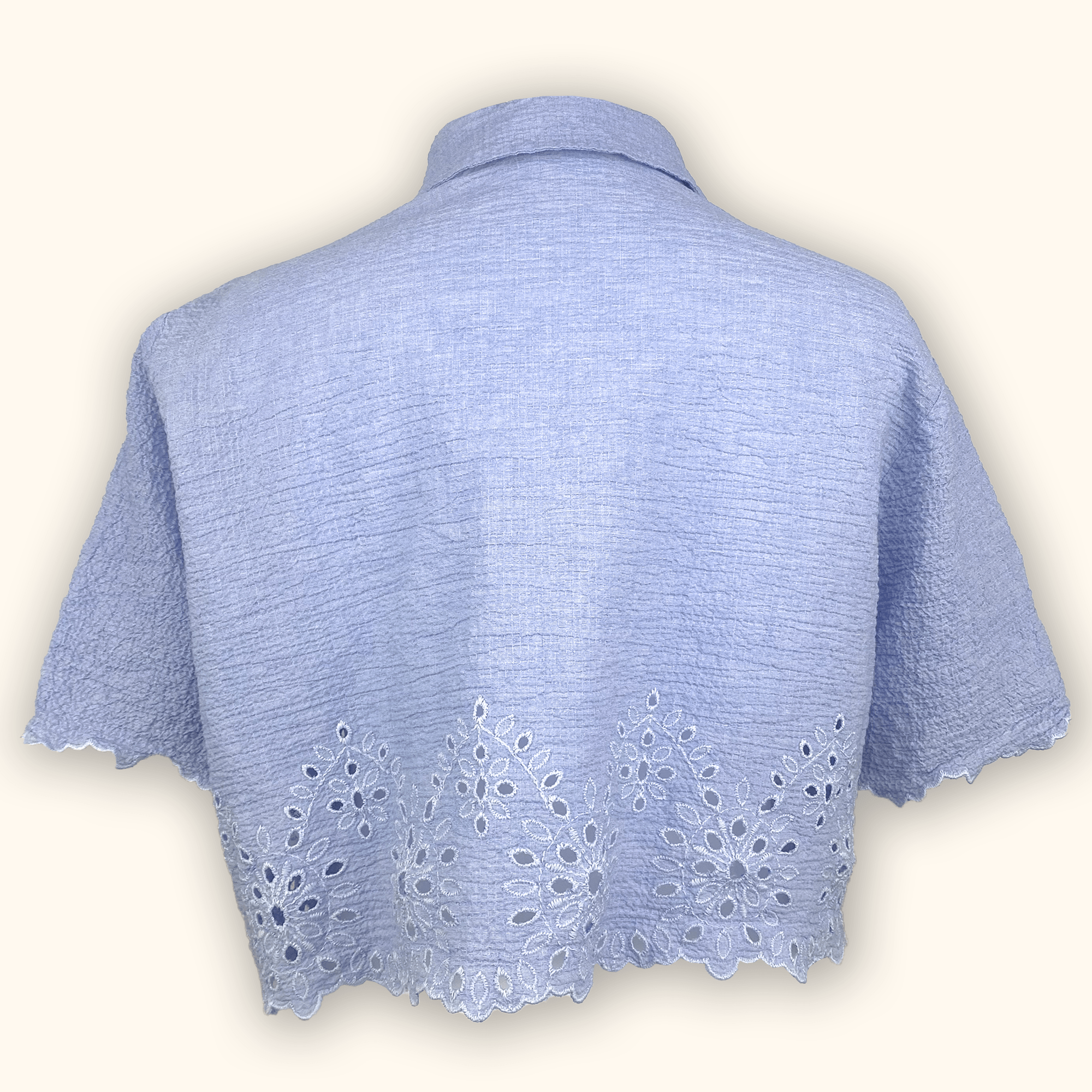 Zara Light Blue Cropped Shirt - Size XL Zara