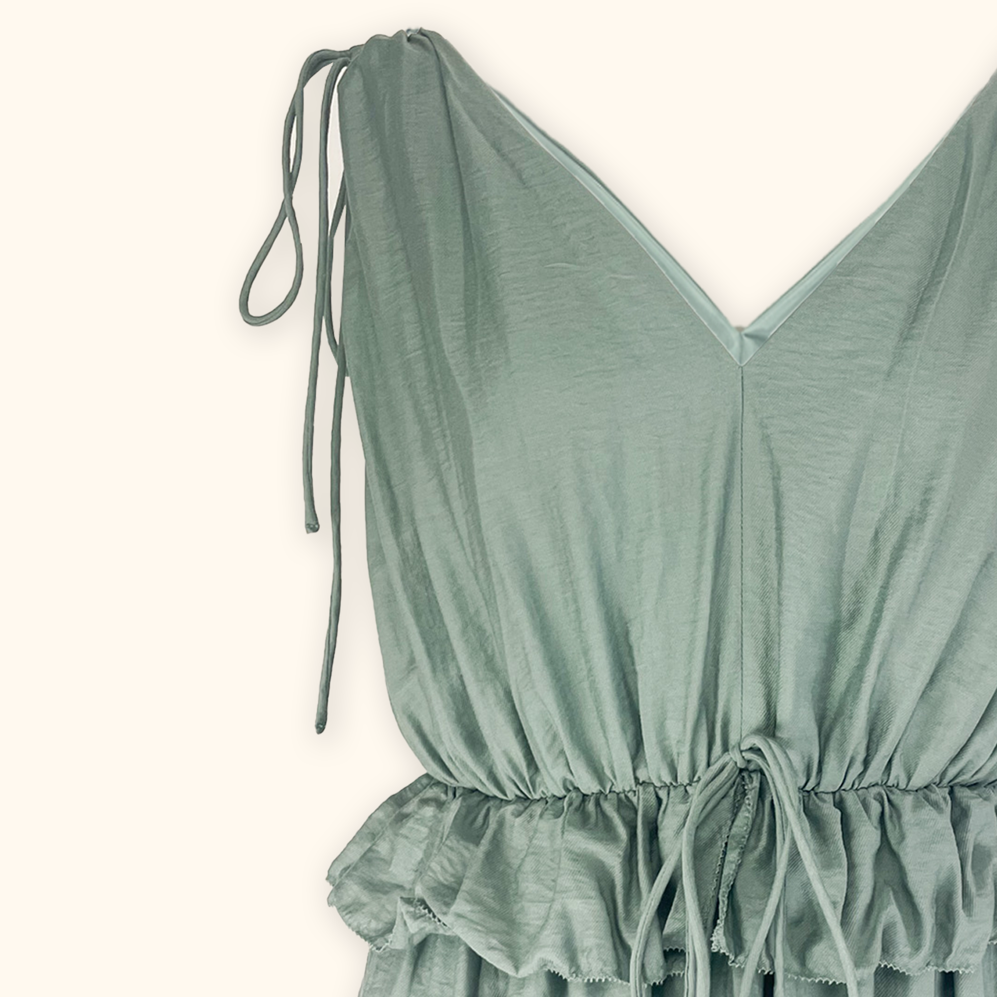 H&M Grey Green Sleeveless V-Neck Midi Dress - Size Small H&M