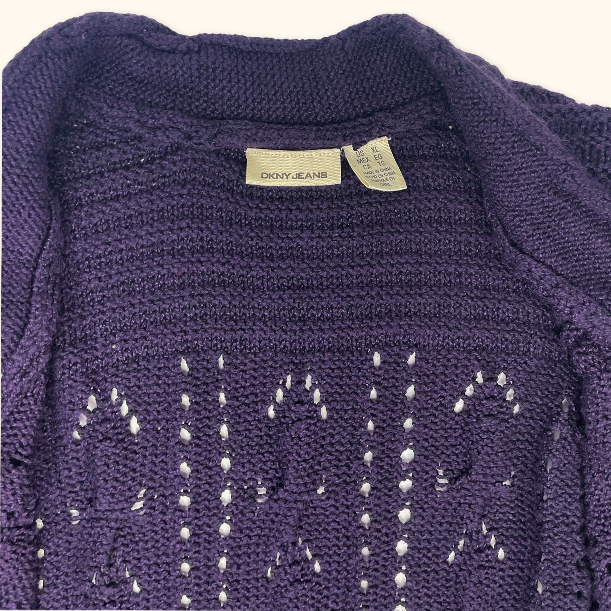 DKNY Purple Cable Knit Cardigan - Size XL DKNY Jeans