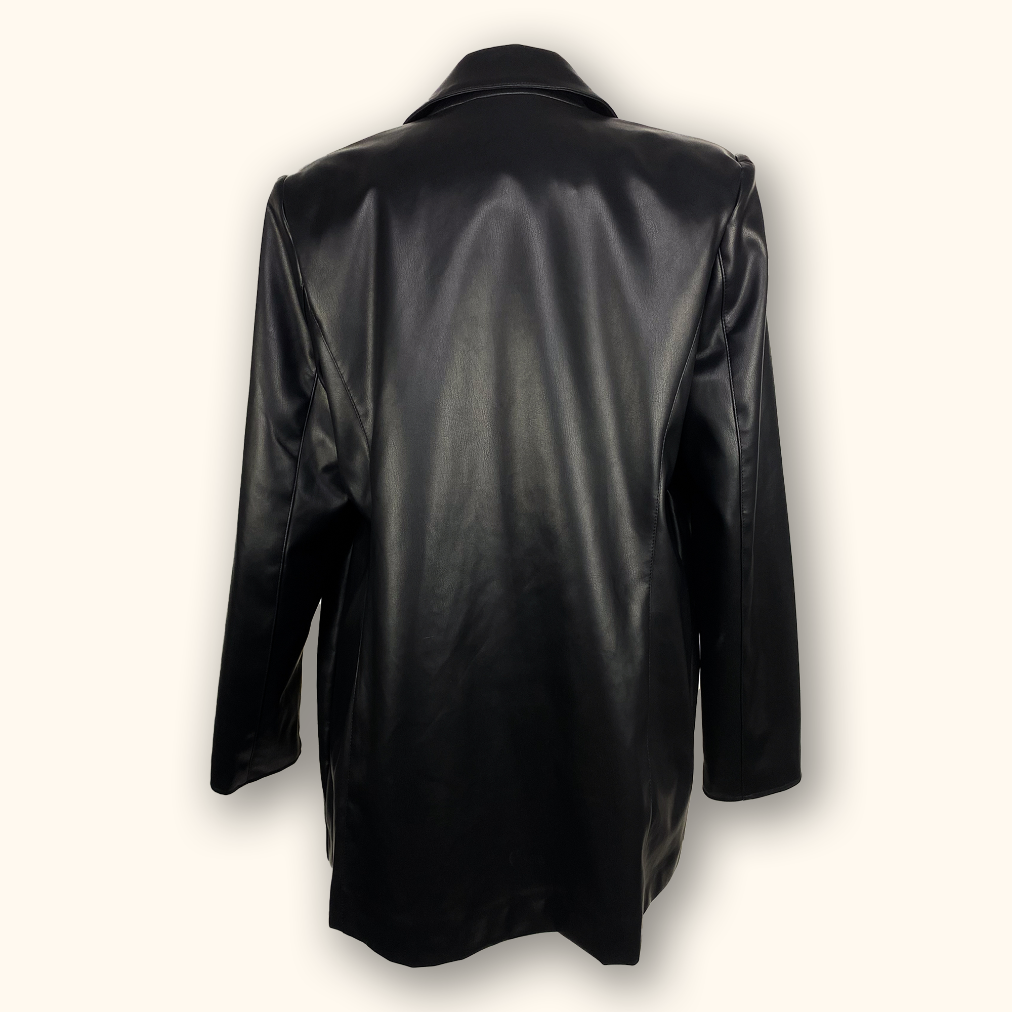 River Island Black Faux Leather Blazer - Size 14 - - Coats & jackets
