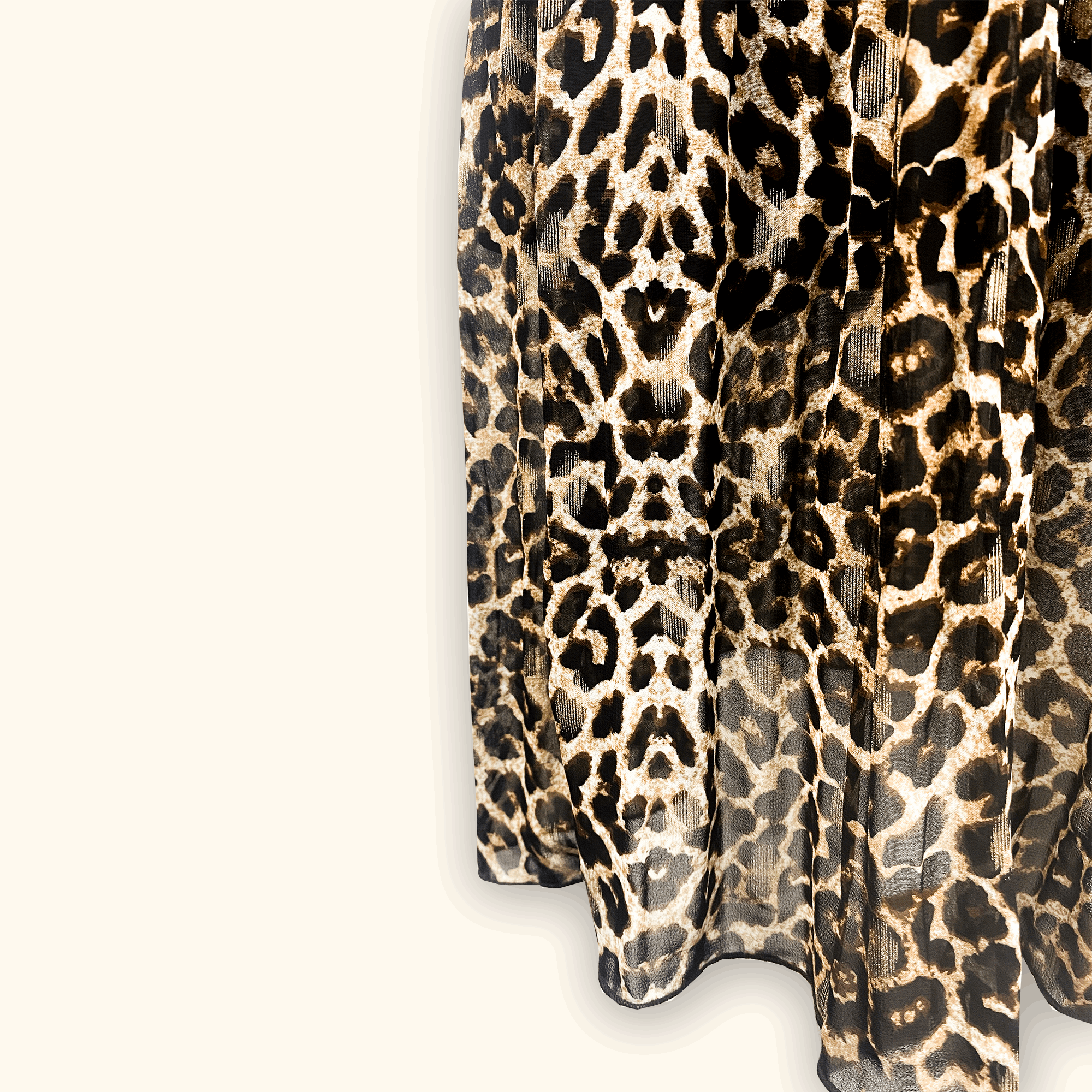 Feather and Bone Leopard Print Pleated Midi Skirt - Size Medium - - Skirts