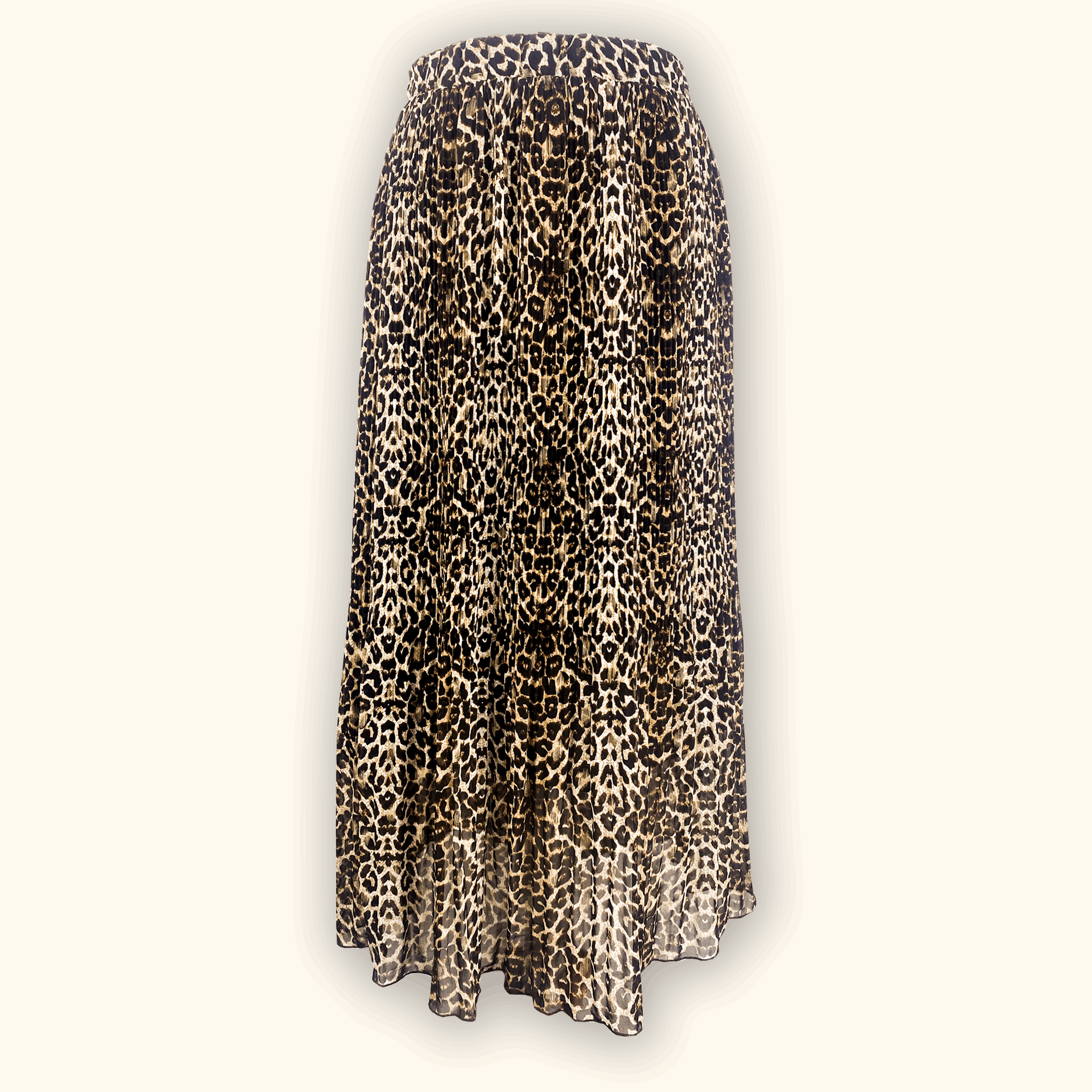 Feather and Bone Leopard Print Pleated Midi Skirt - Size Medium - - Skirts