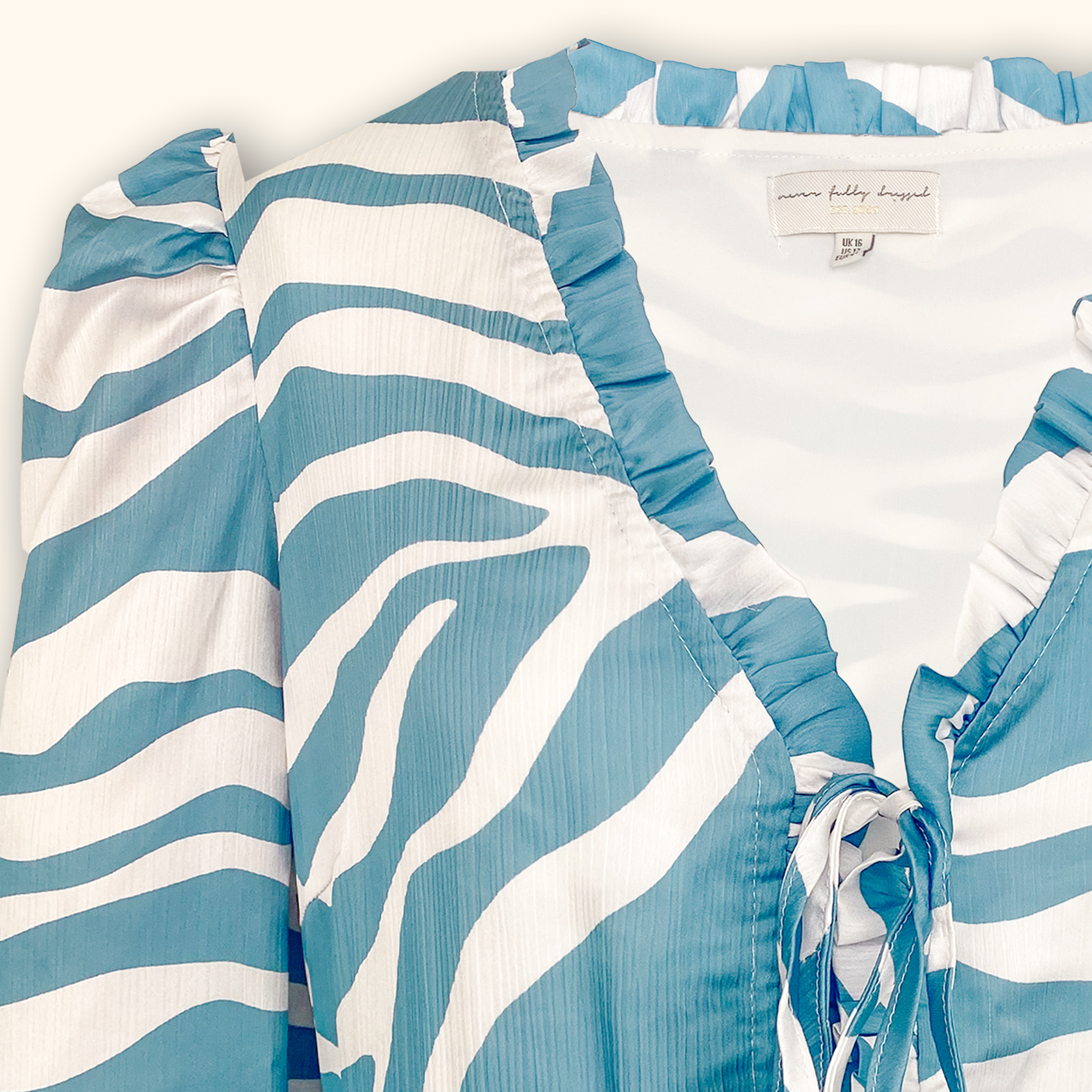 Never Fully Dressed Cool Blue Zebra Midi Dress - Size 16 -  - Dresses