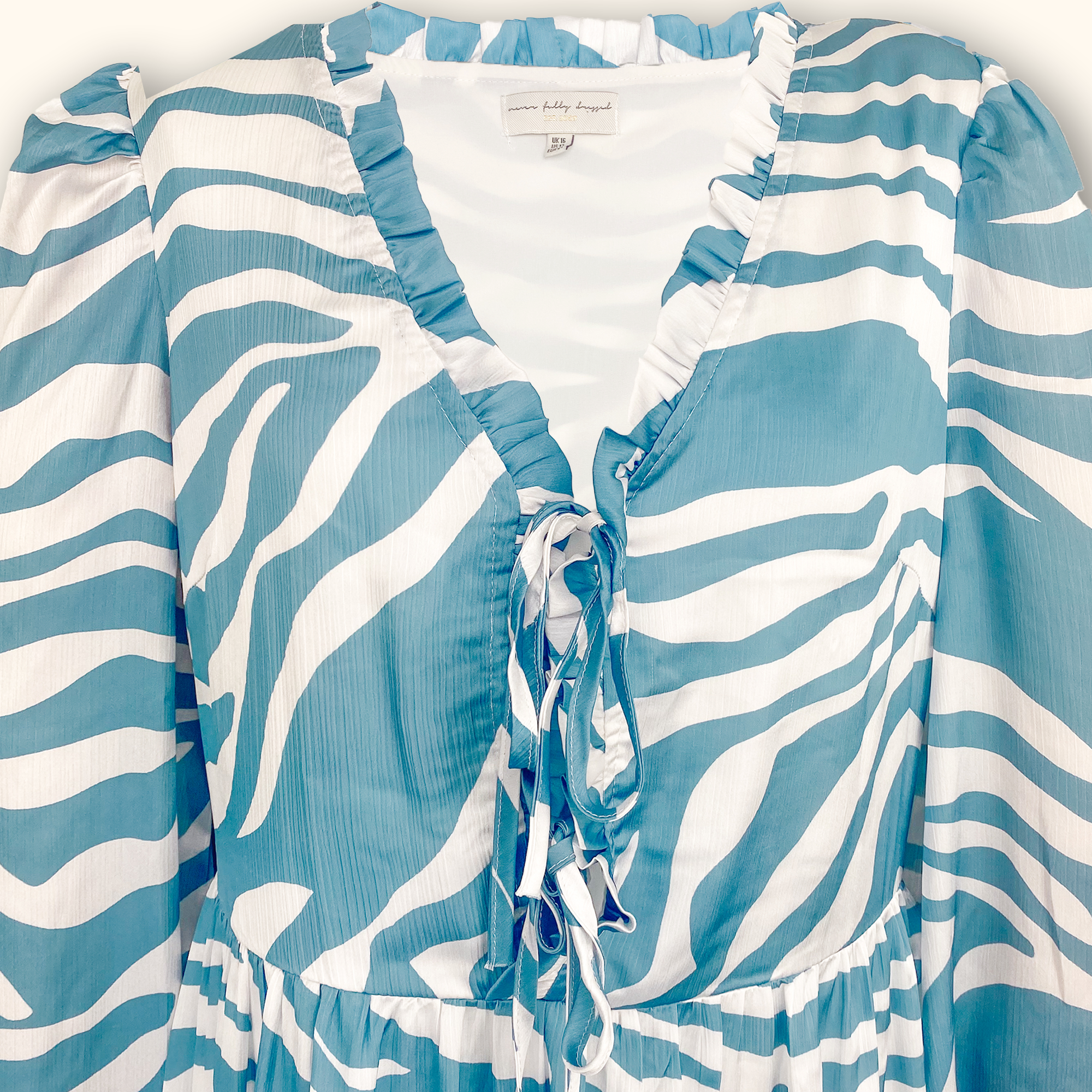 Never Fully Dressed Cool Blue Zebra Midi Dress - Size 16 -  - Dresses