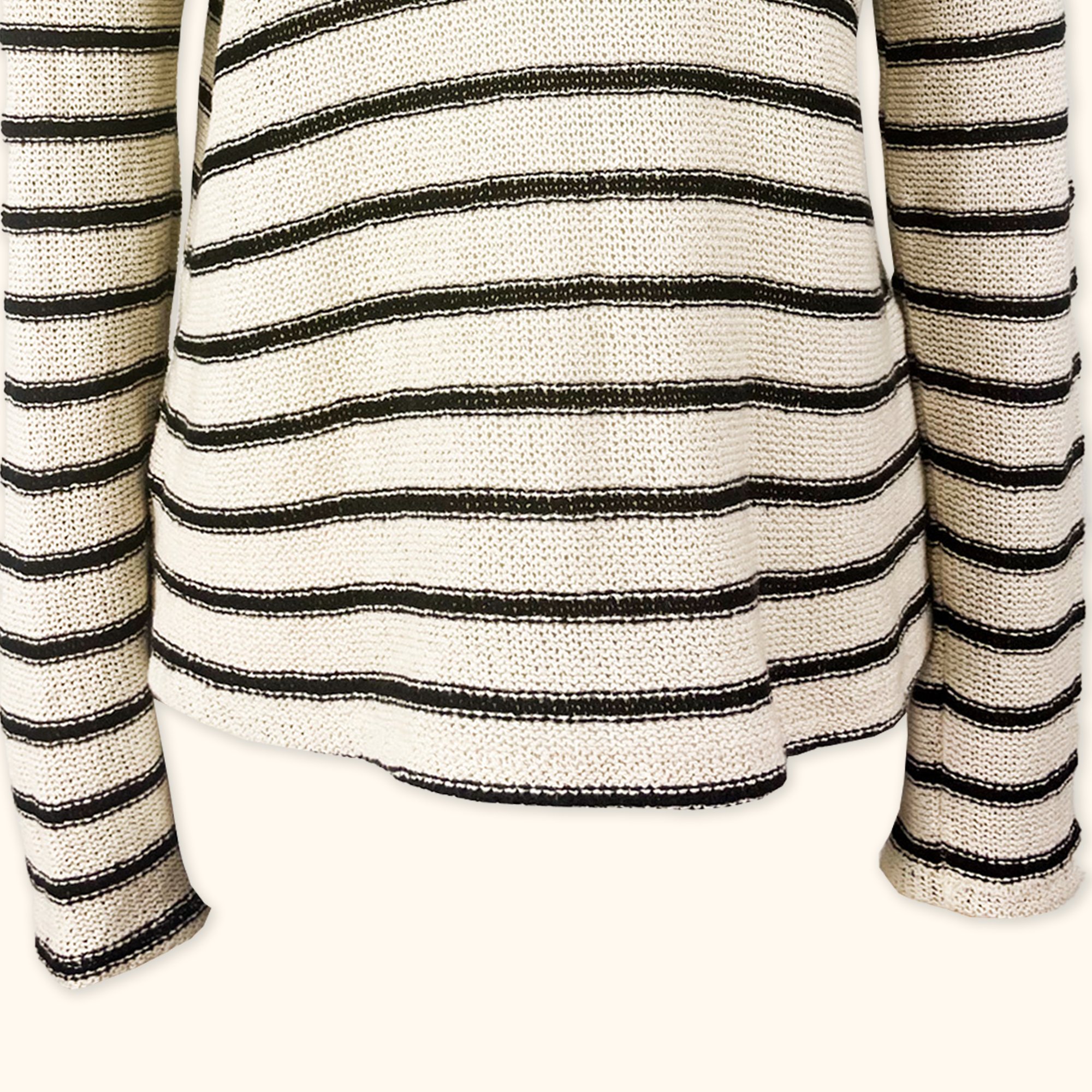 Zara Black and Cream Crochet Long Sleeve Jumper - Size Small Zara